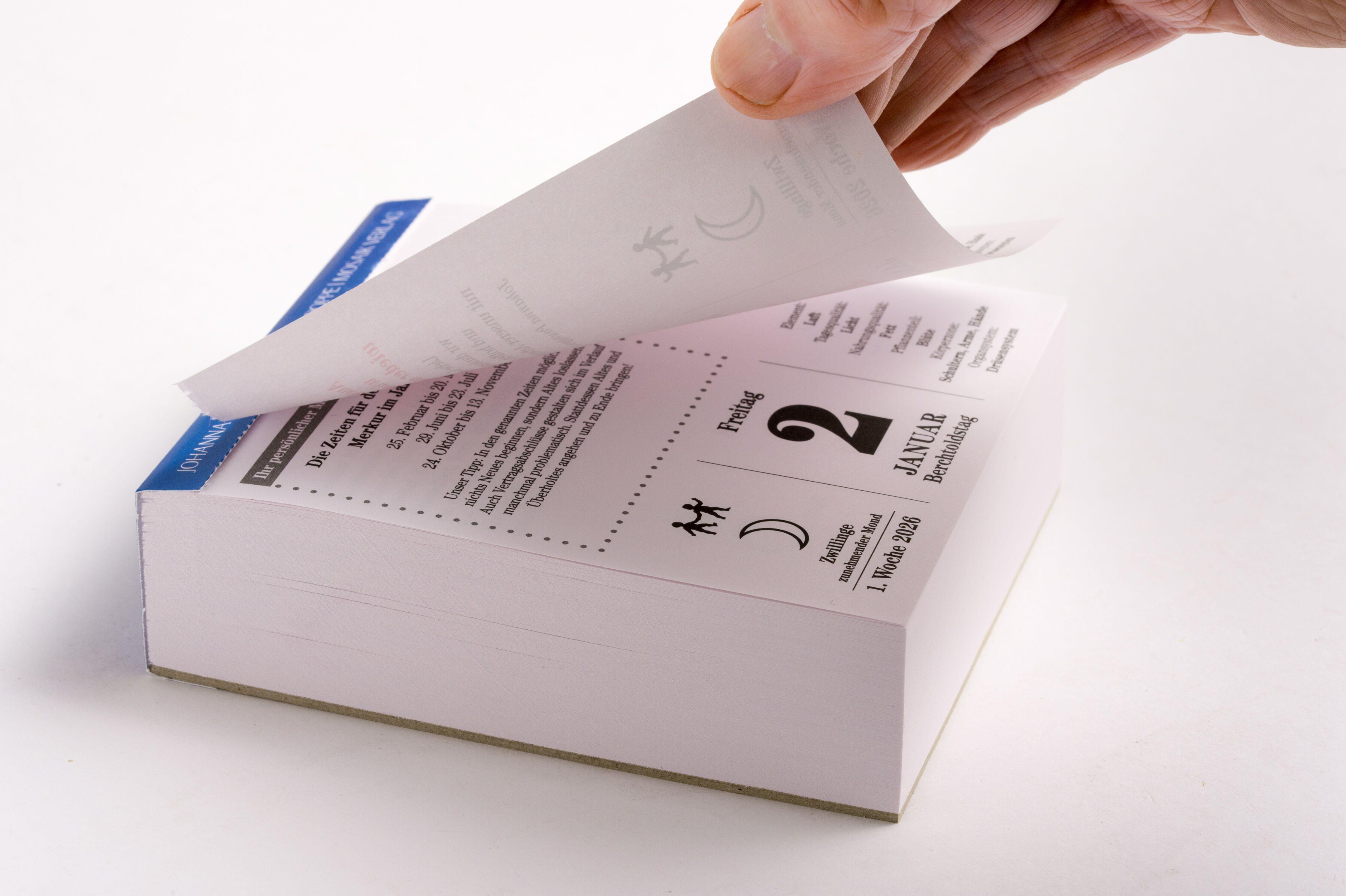 Beispielinhalt (Bild) Das Mondjahr 2026 - Abreißkalender