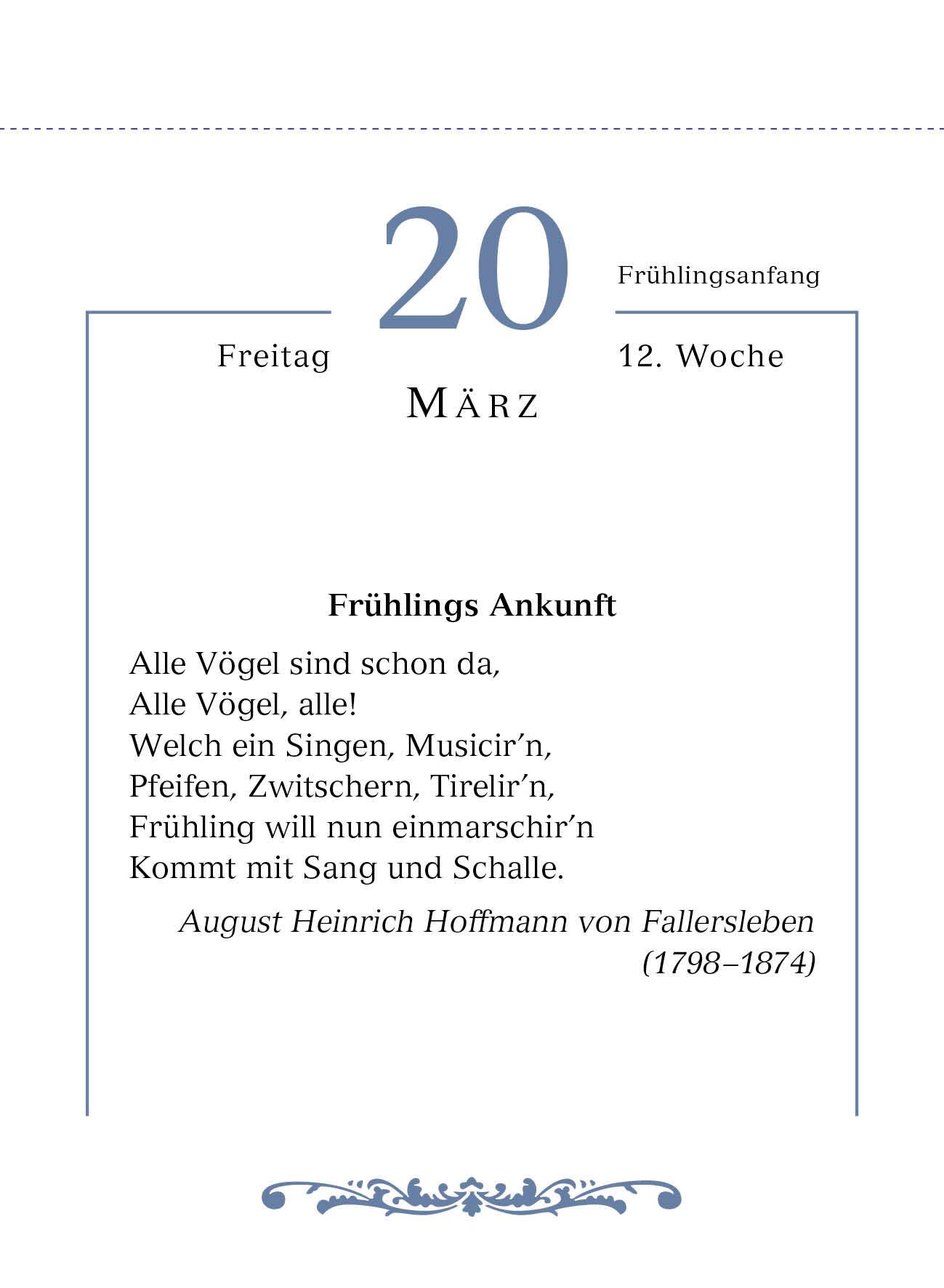 Beispielinhalt (Bild) Mit deutschen Gedichten durch das Jahr 2026  - Tagesabreißkalender zum Aufstellen oder Aufhängen