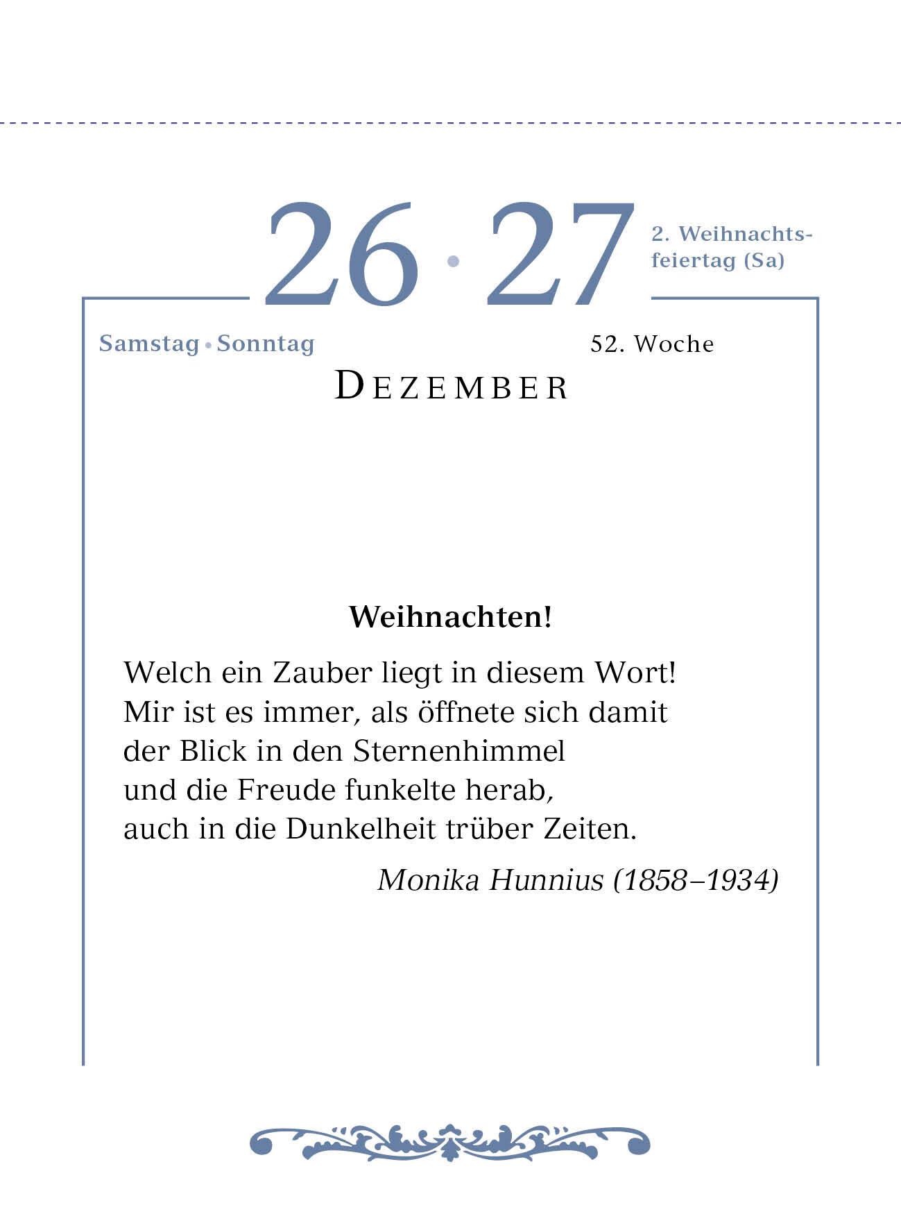 Beispielinhalt (Bild) Mit deutschen Gedichten durch das Jahr 2026  - Tagesabreißkalender zum Aufstellen oder Aufhängen