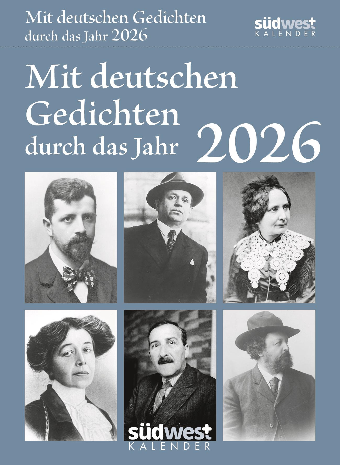 Vorderes Coverbild Mit deutschen Gedichten durch das Jahr 2026  - Tagesabreißkalender zum Aufstellen oder Aufhängen