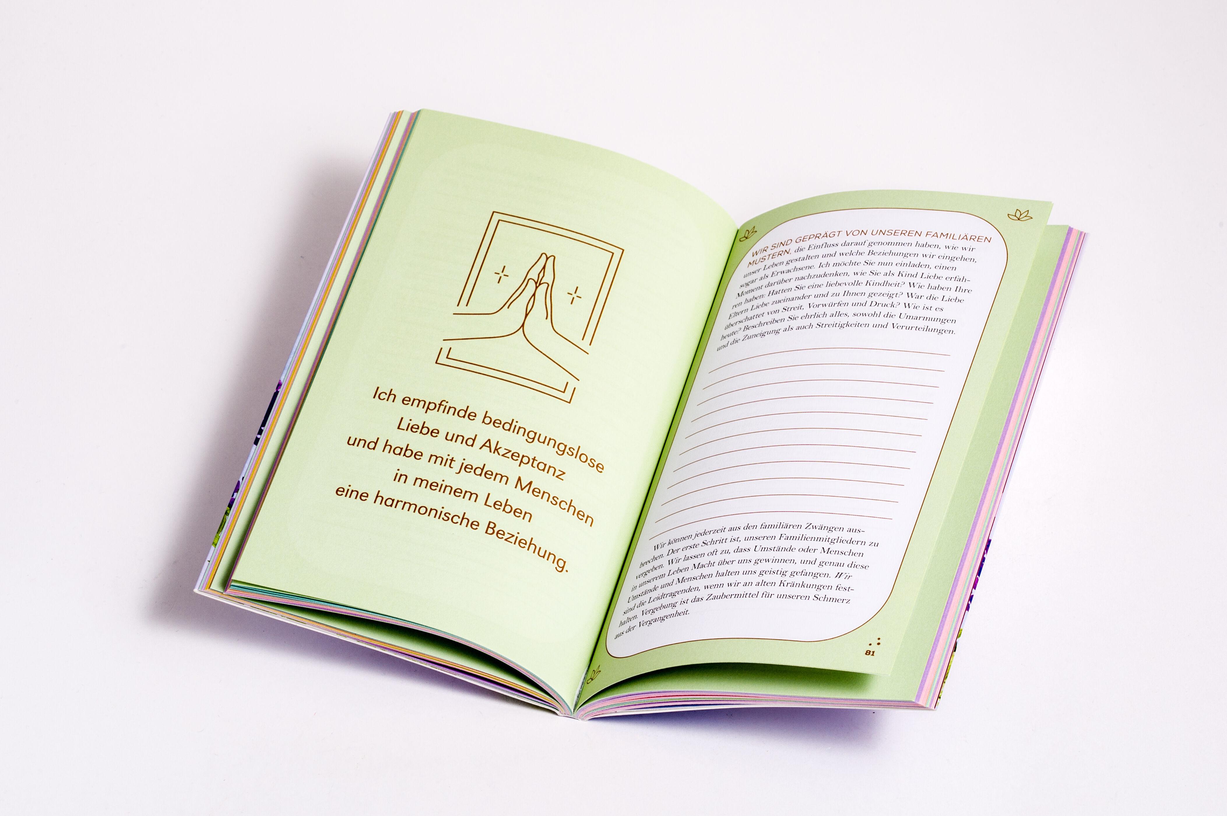 Beispielinhalt (Bild) Die grenzenlose Kraft deiner Gedanken. Das Affirmations-Journal