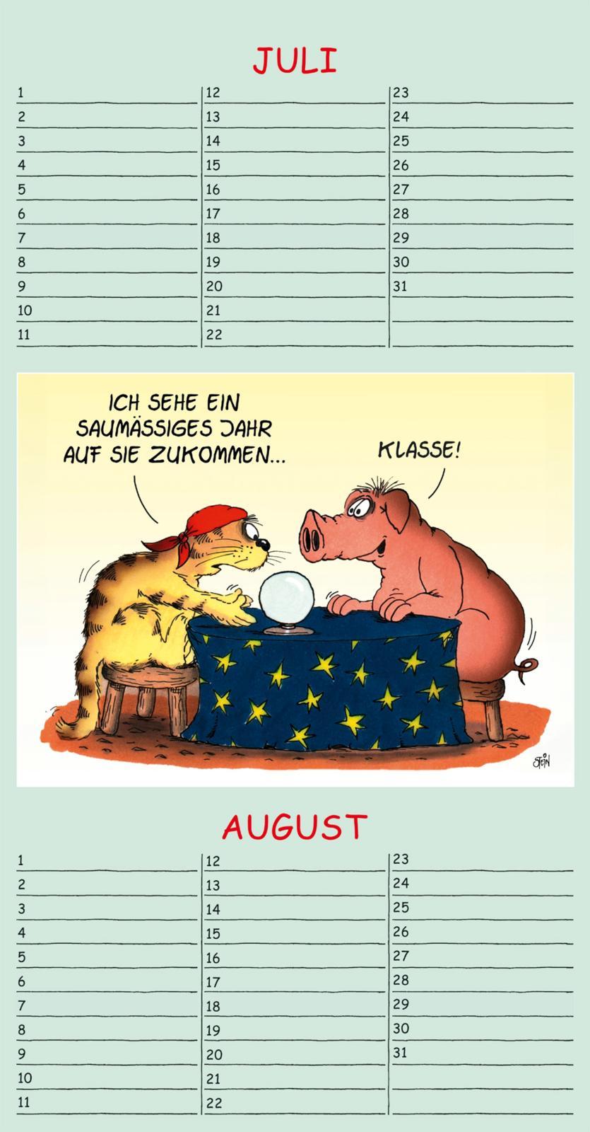 Beispielinhalt (Bild) Uli Stein Geburtstagskalender 2026: Wandkalender