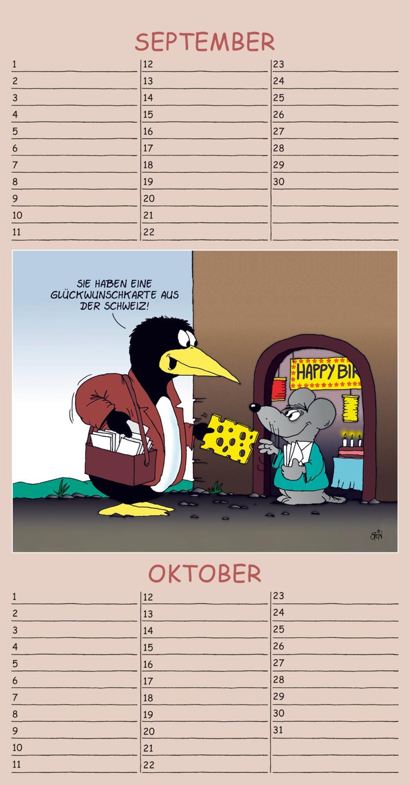 Beispielinhalt (Bild) Uli Stein Geburtstagskalender 2026: Wandkalender