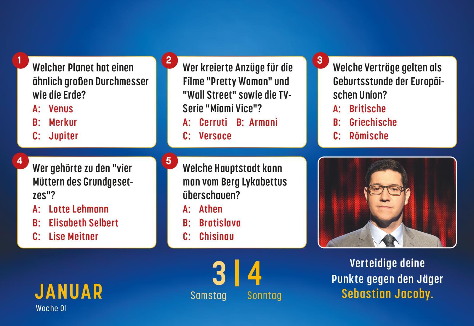 Beispielinhalt (Bild) Gefragt Gejagt - Tagesabreißkalender 2026