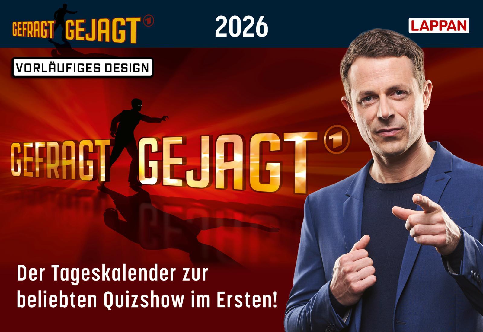 Vorderes Coverbild Gefragt Gejagt - Tagesabreißkalender 2026