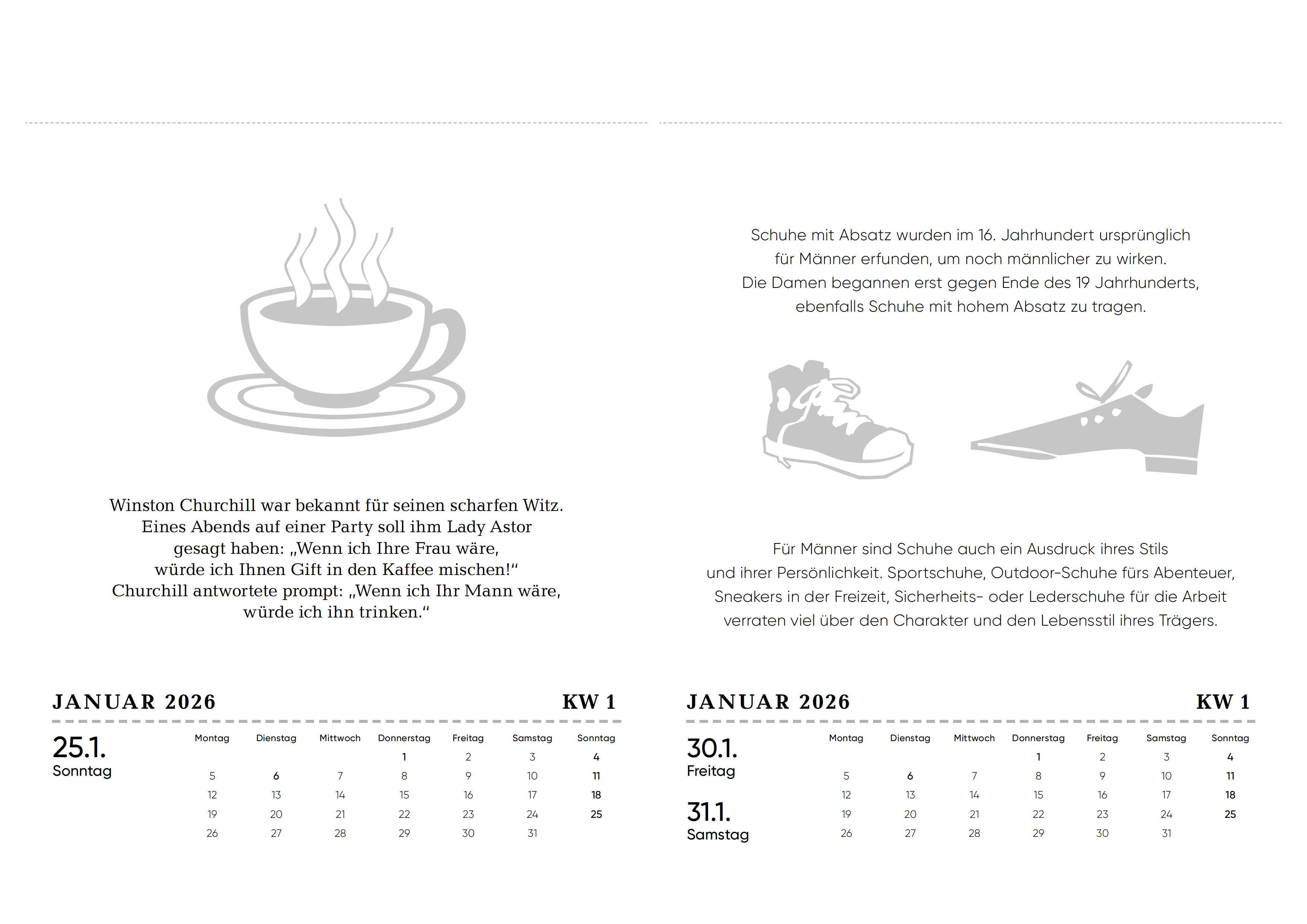 Beispielinhalt (Bild) Der Männer-Kalender 2026