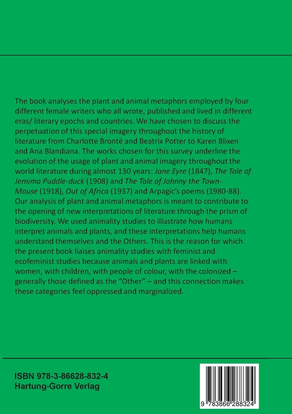Rückseitencover Plant and Animal Metaphors as Signs of Proto-Ecofeminism
