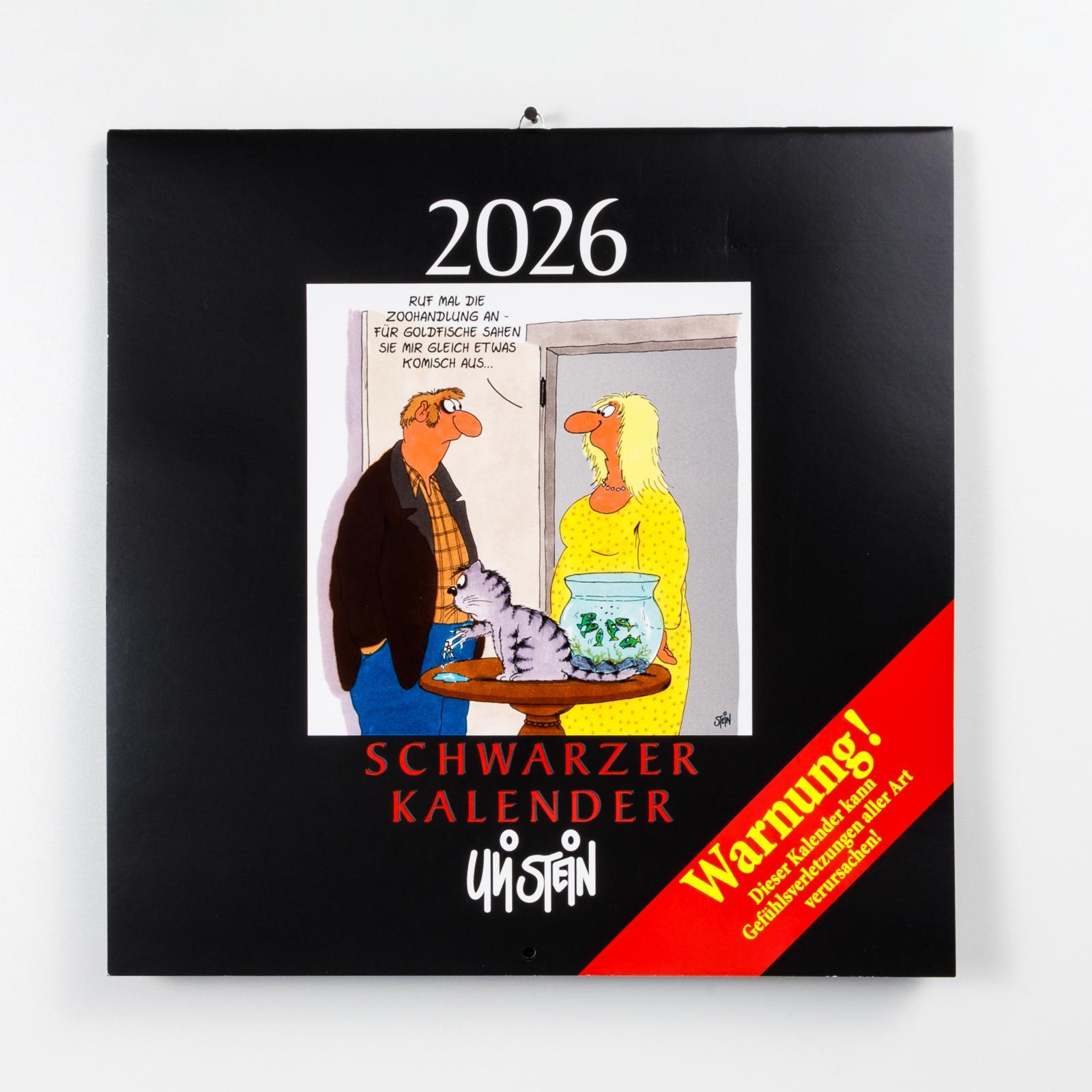Beispielinhalt (Bild) Uli Stein Schwarzer Kalender 2026: Monatskalender für die Wand