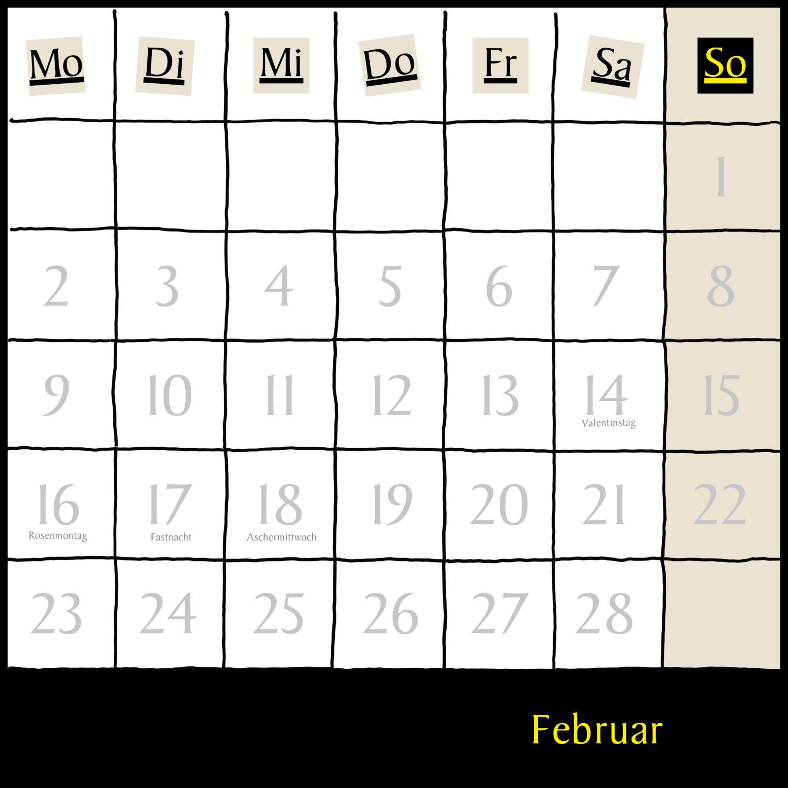 Beispielinhalt (Bild) Uli Stein Schwarzer Kalender 2026: Monatskalender für die Wand