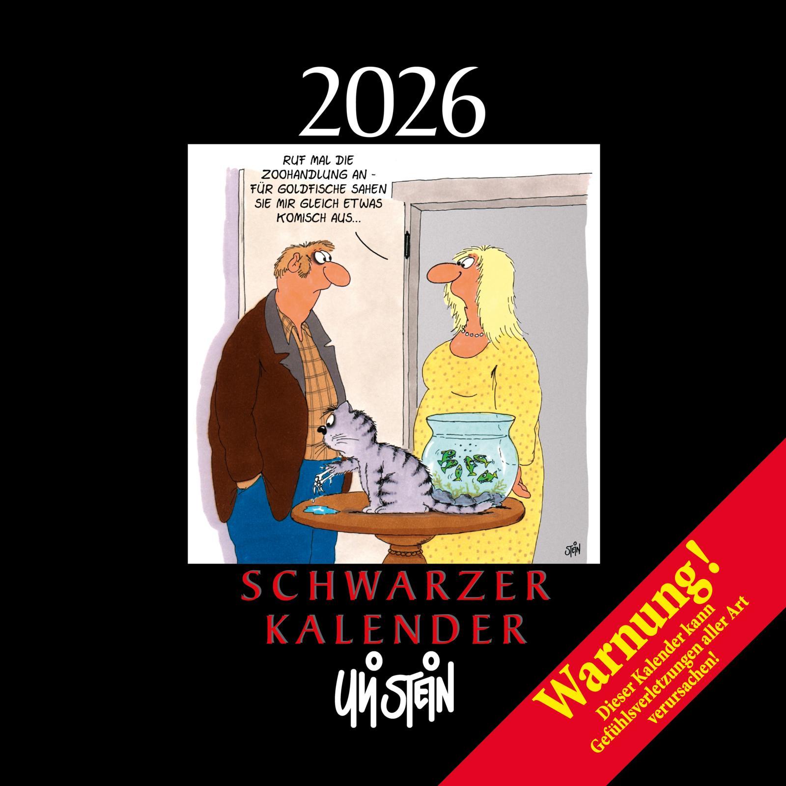 Vorderes Coverbild Uli Stein Schwarzer Kalender 2026: Monatskalender für die Wand