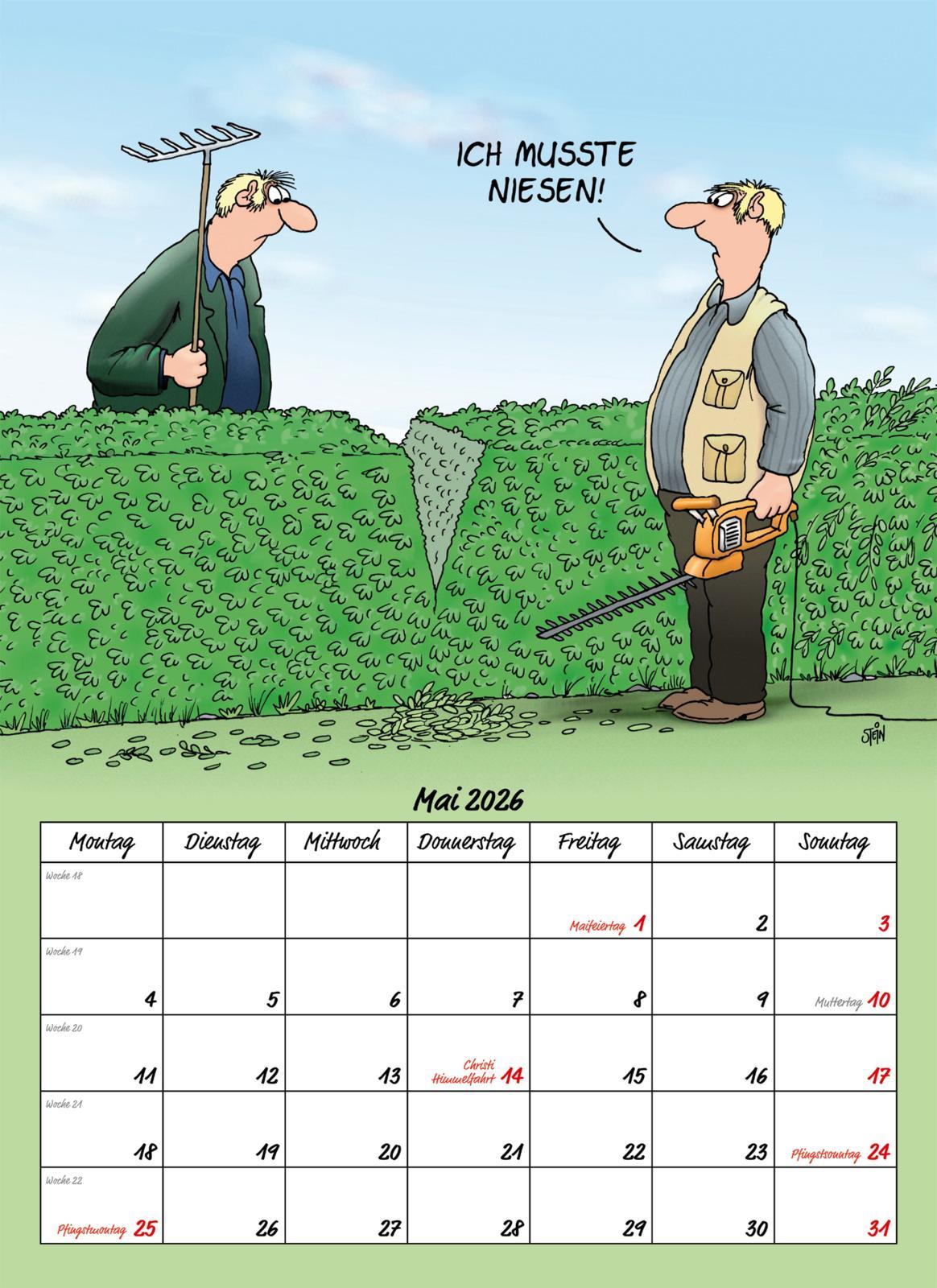 Beispielinhalt (Bild) Uli Stein Männer Kalender 2026: Monatskalender für die Wand