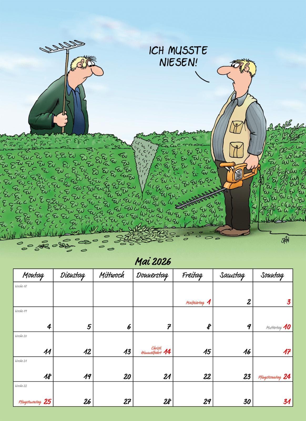 Beispielinhalt (Bild) Uli Stein Männer Kalender 2026: Monatskalender für die Wand