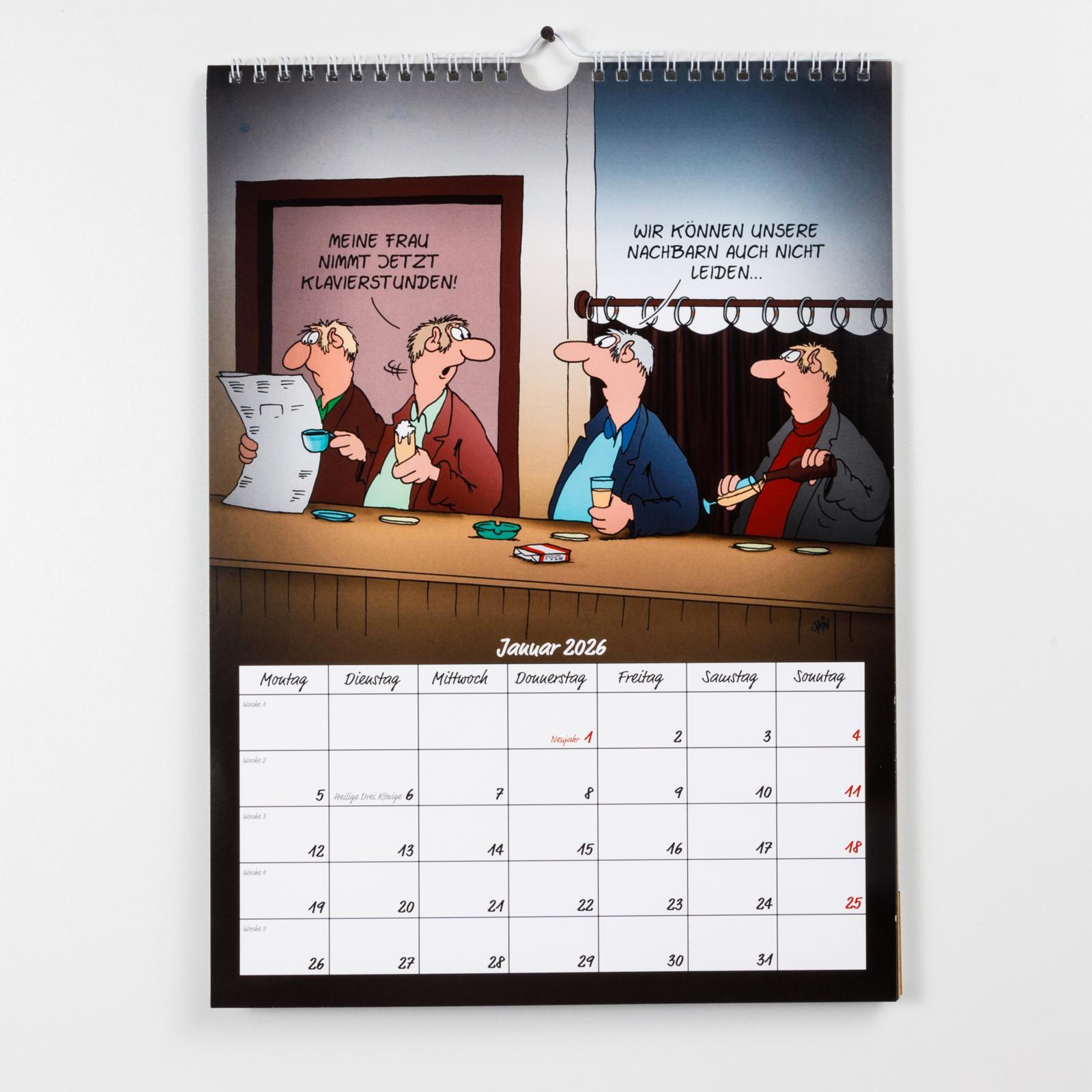 Beispielinhalt (Bild) Uli Stein Männer Kalender 2026: Monatskalender für die Wand
