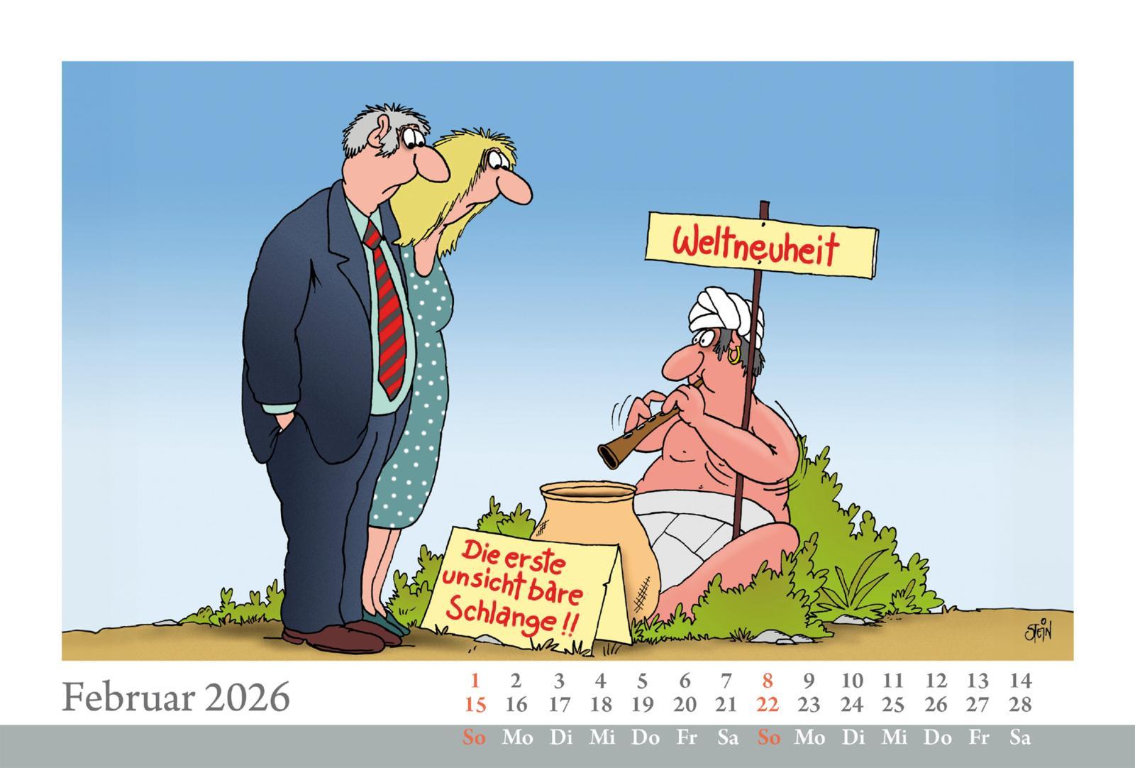 Beispielinhalt (Bild) Uli Stein Tischkalender 2026: Monatskalender zum Aufstellen