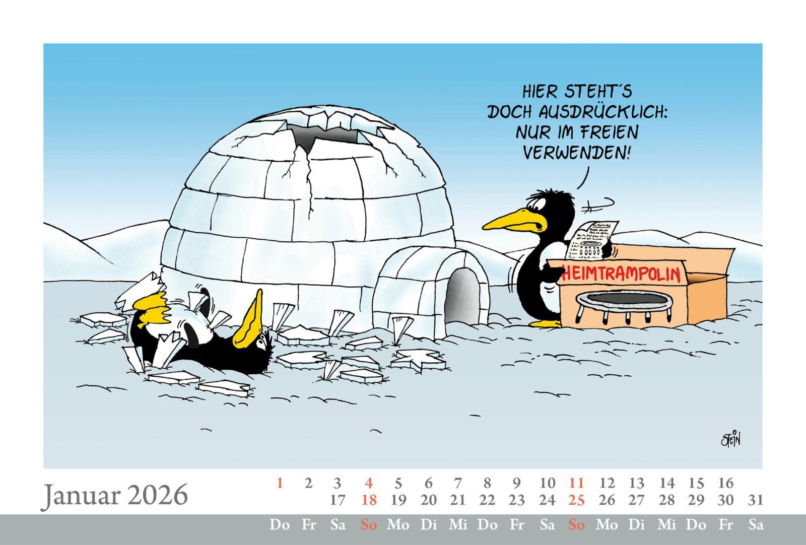 Beispielinhalt (Bild) Uli Stein Tischkalender 2026: Monatskalender zum Aufstellen