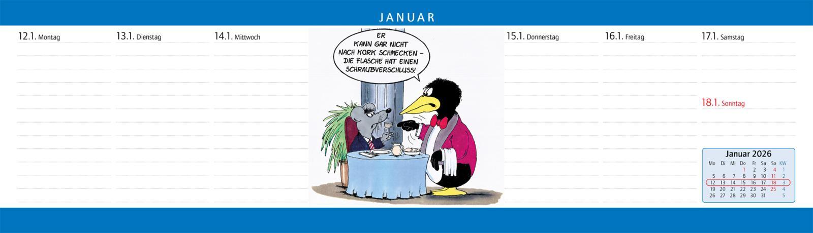 Beispielinhalt (Bild) Uli Stein Wochenplaner 2026: Tischkalender