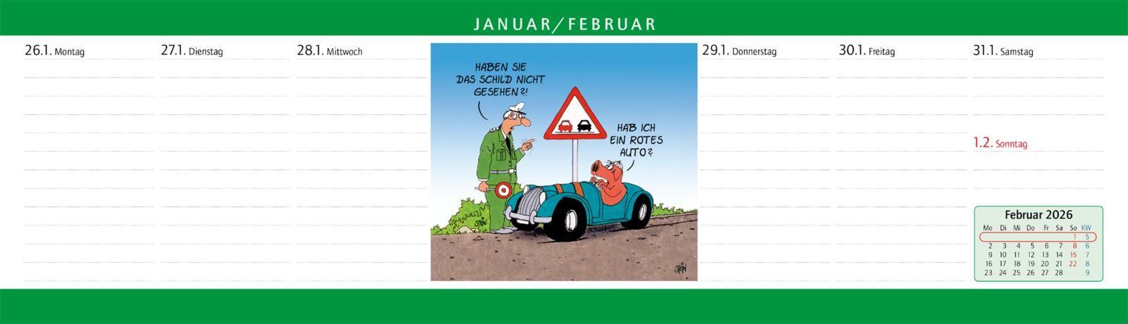 Beispielinhalt (Bild) Uli Stein Wochenplaner 2026: Tischkalender