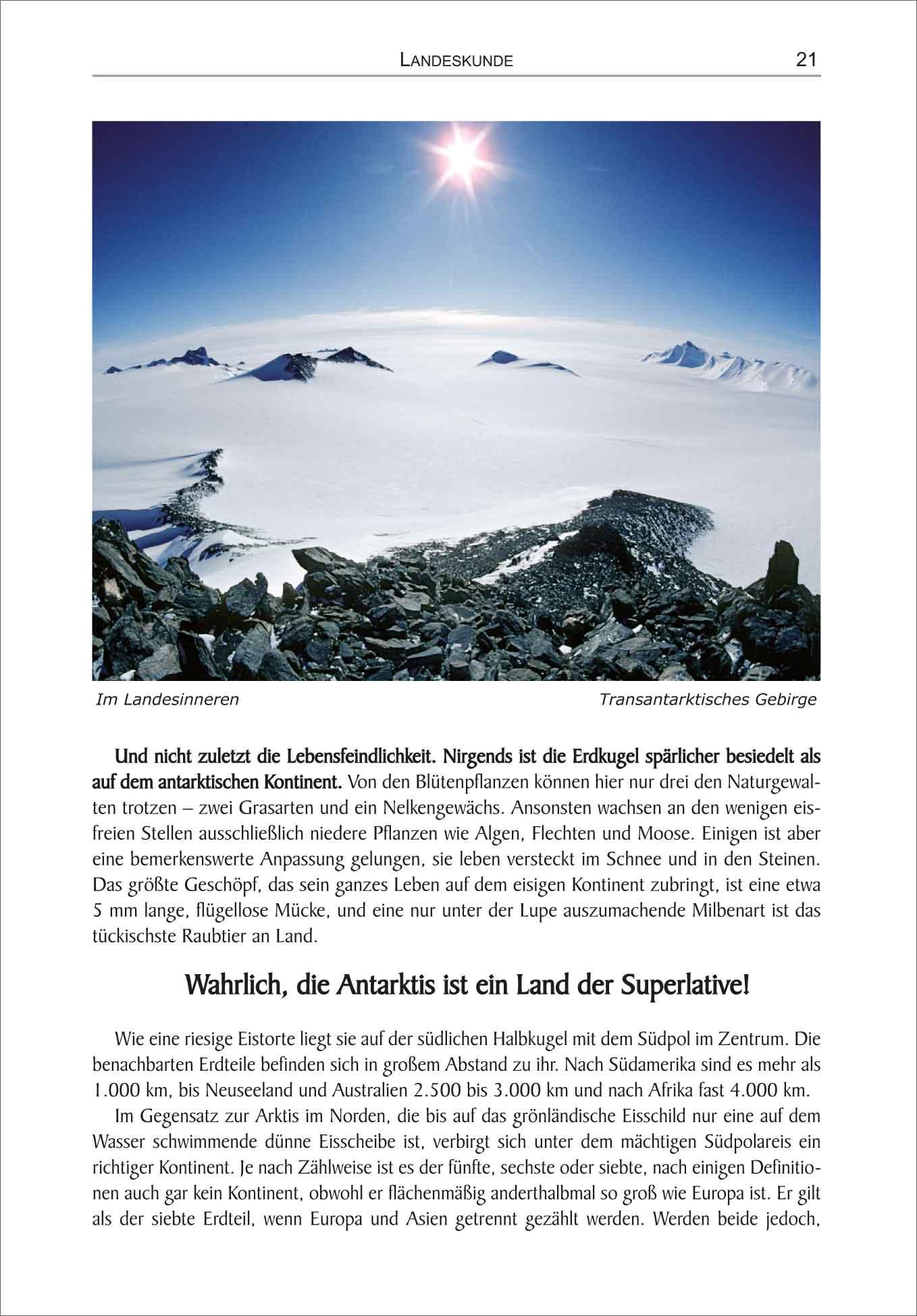 Beispielinhalt (Bild) Antarktis - Ein Reise-, Lese- und Informationsbuch über den Kontinent am Südpol