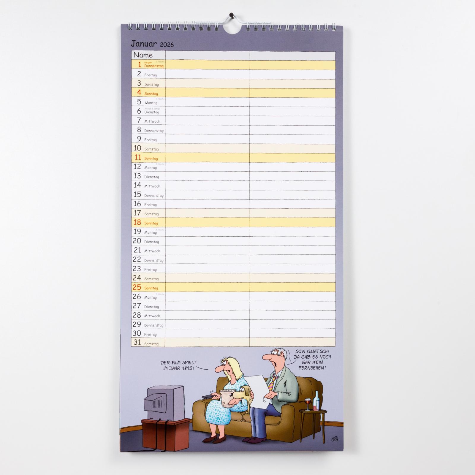 Beispielinhalt (Bild) Uli Stein Timer für zwei 2026: Monatskalender für die Wand