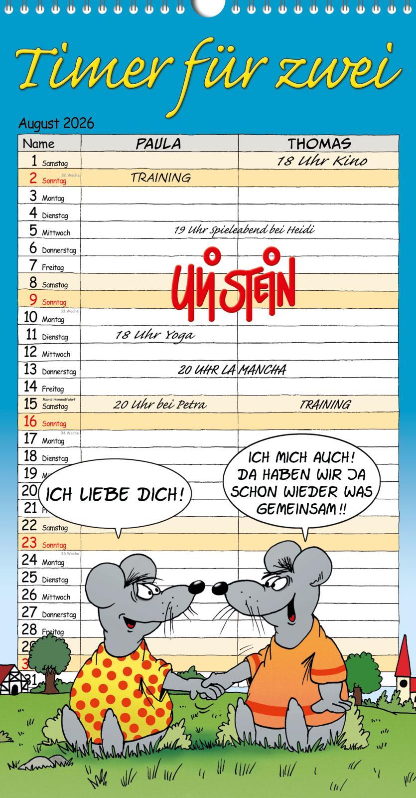 Vorderes Coverbild Uli Stein Timer für zwei 2026: Monatskalender für die Wand