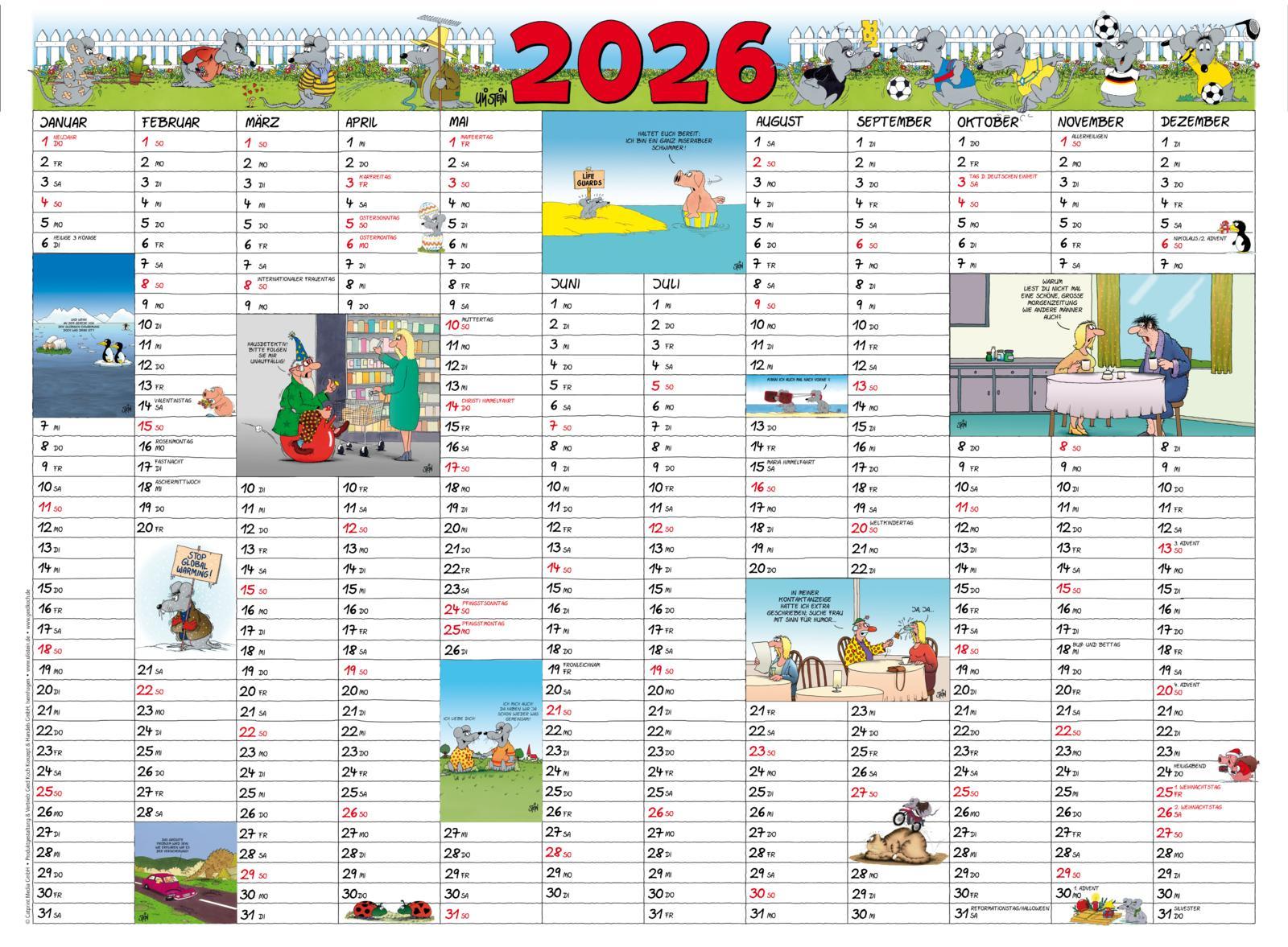 Vorderes Coverbild Uli Stein Jahresplaner 2026: Posterkalender