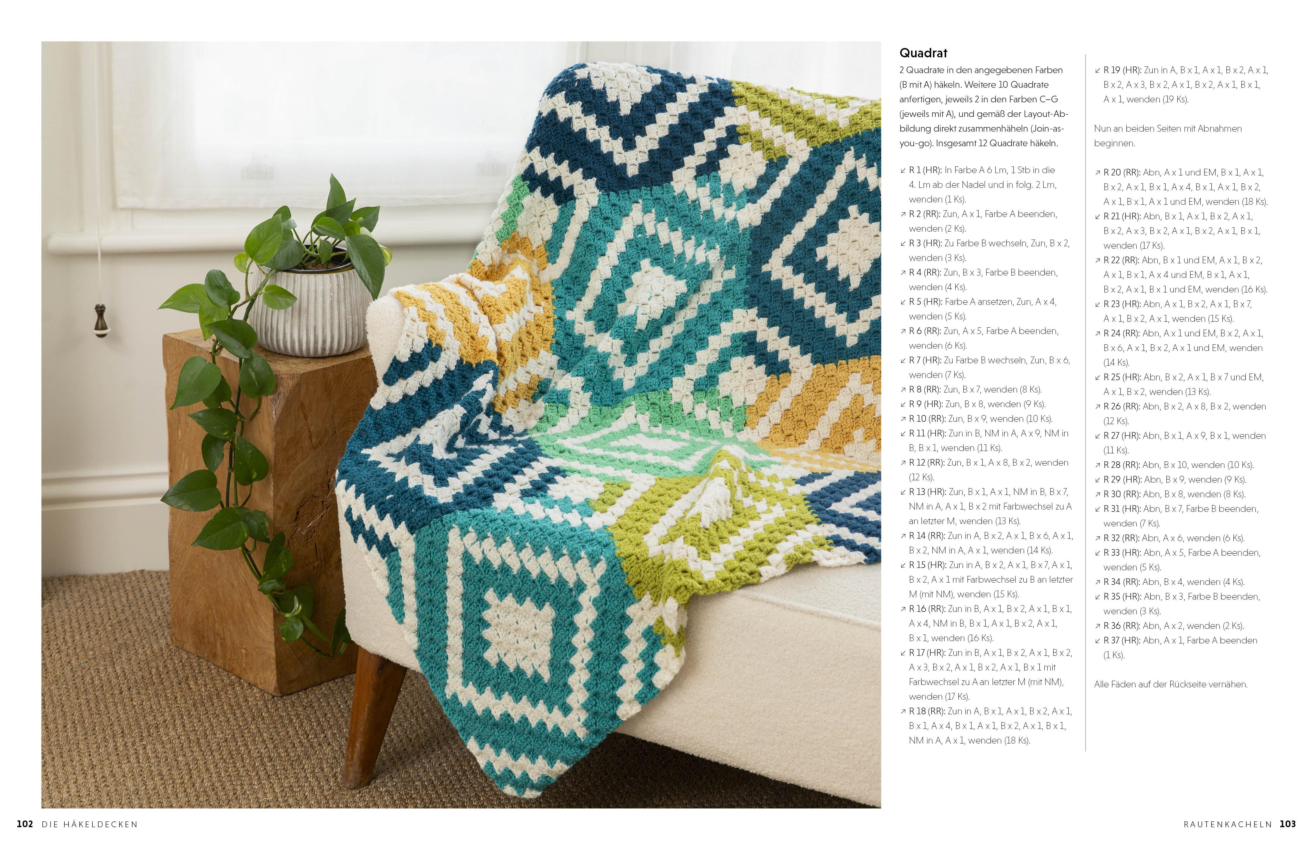 Beispielinhalt (Bild) Bunte Häkeldecken Corner-to-Corner