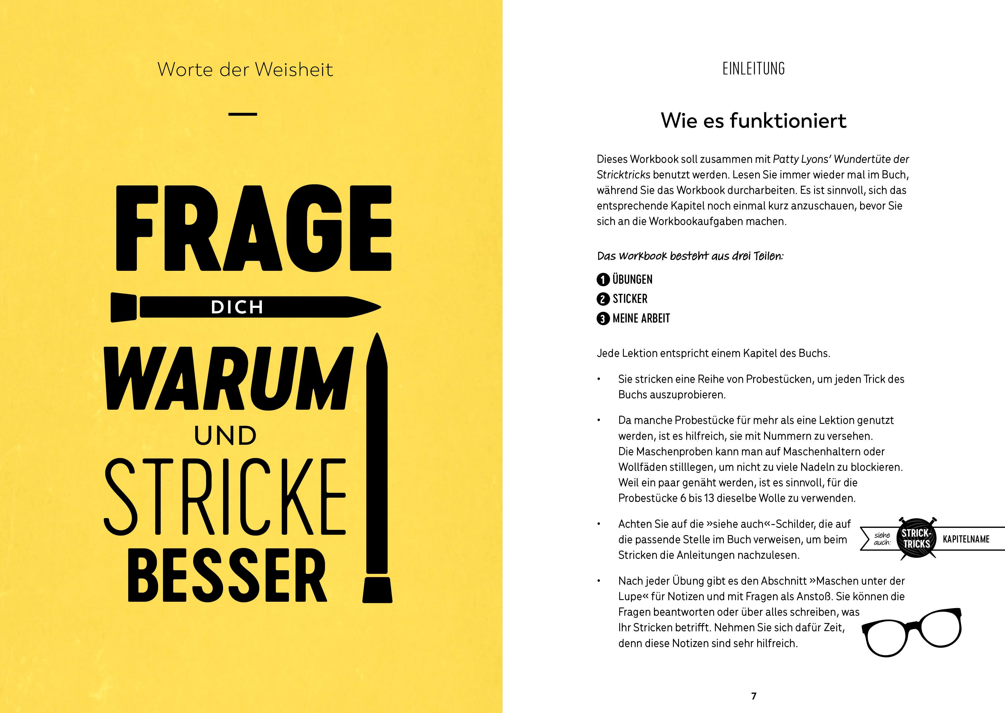 Beispielinhalt (Bild) Patty Lyons' Wundertüte der Stricktricks - Das Workbook