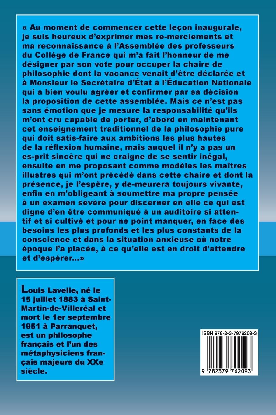 Rückseitencover L'existence et la valeur