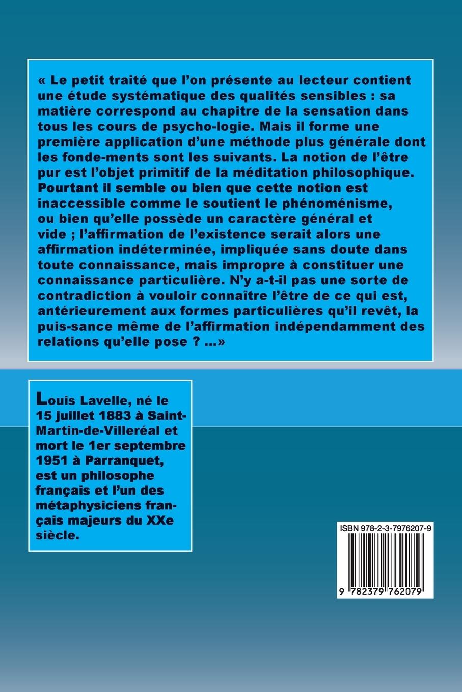 Rückseitencover La dialectique du monde sensible