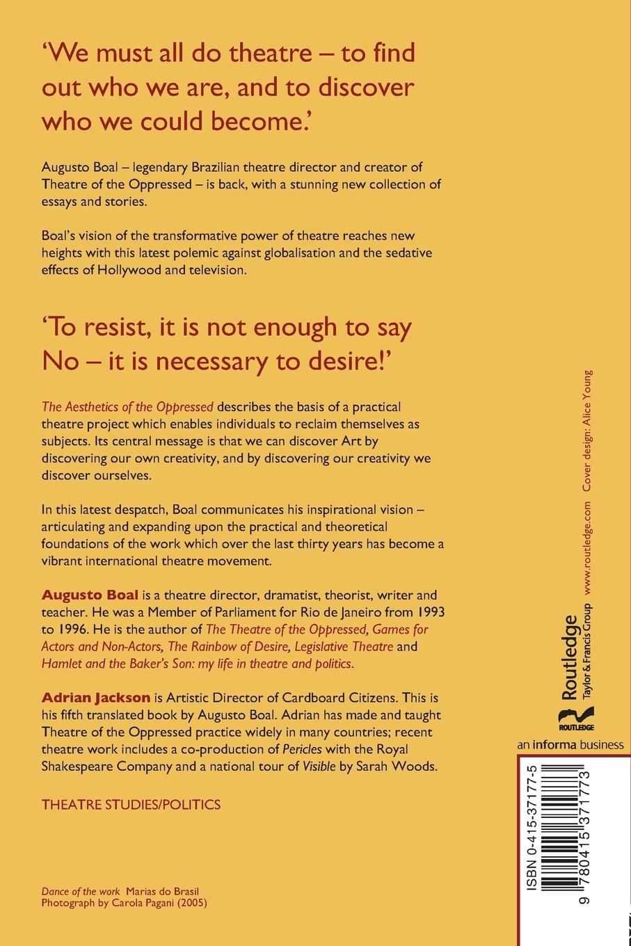 Rückseitencover The Aesthetics of the Oppressed