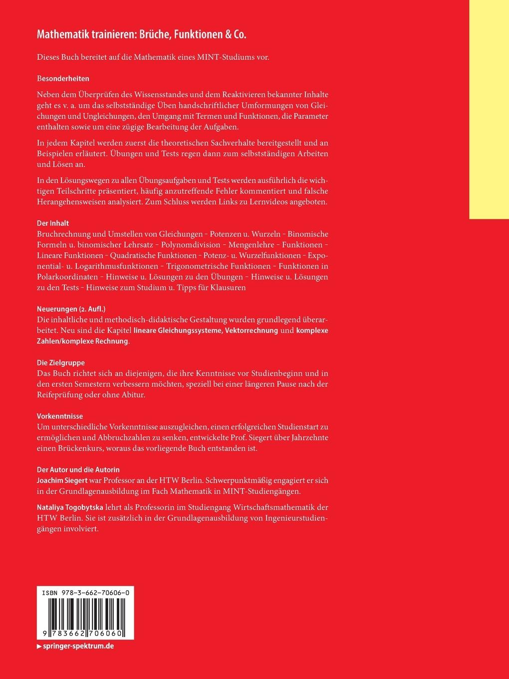 Rückseitencover Mathematik trainieren: Brüche, Funktionen & Co.