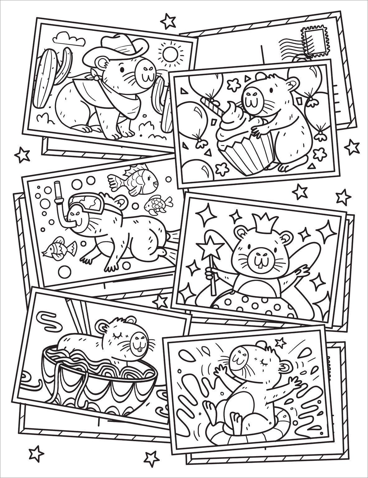 Beispielinhalt (Bild) Capybara Cuties: Colouring Book