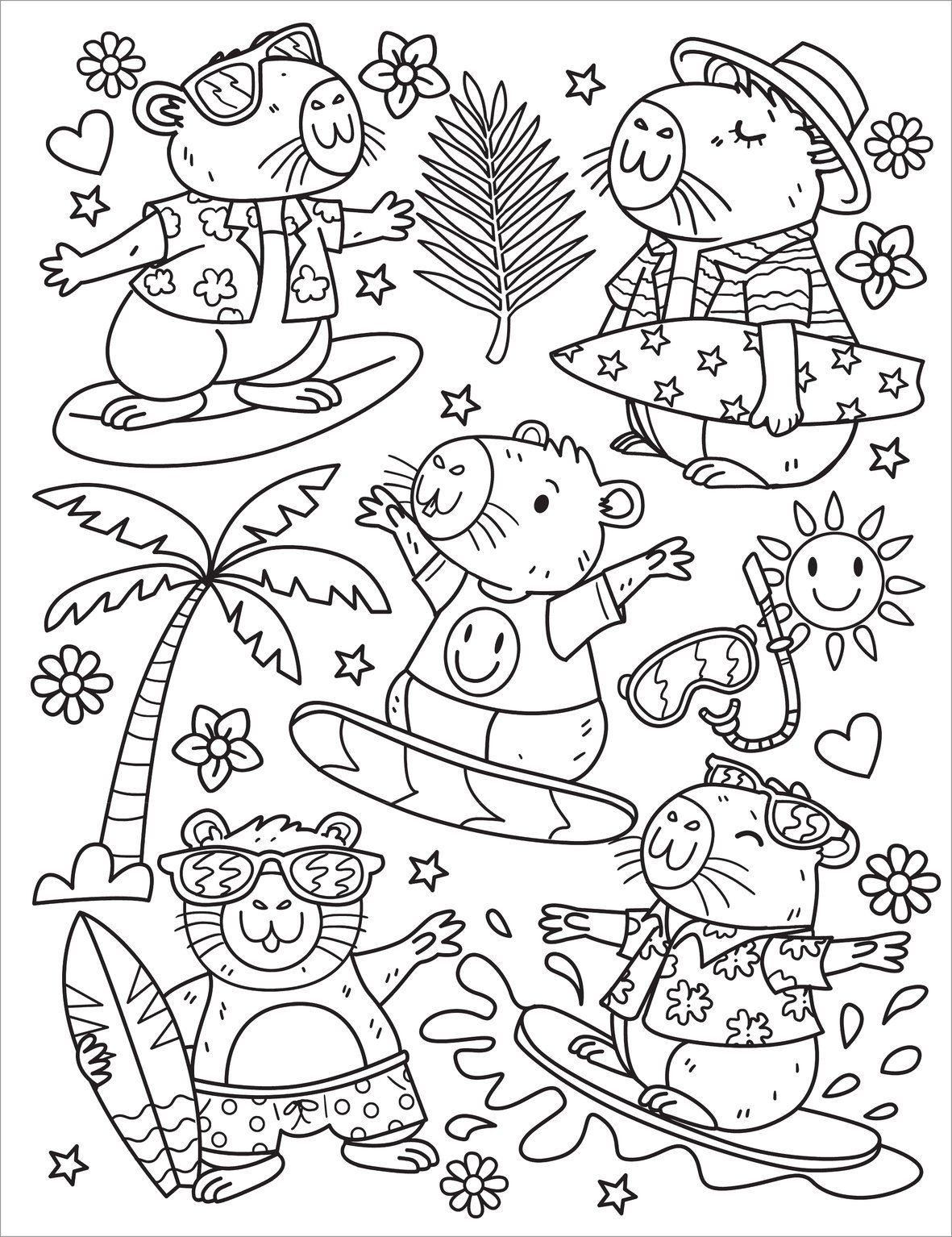 Beispielinhalt (Bild) Capybara Cuties: Colouring Book