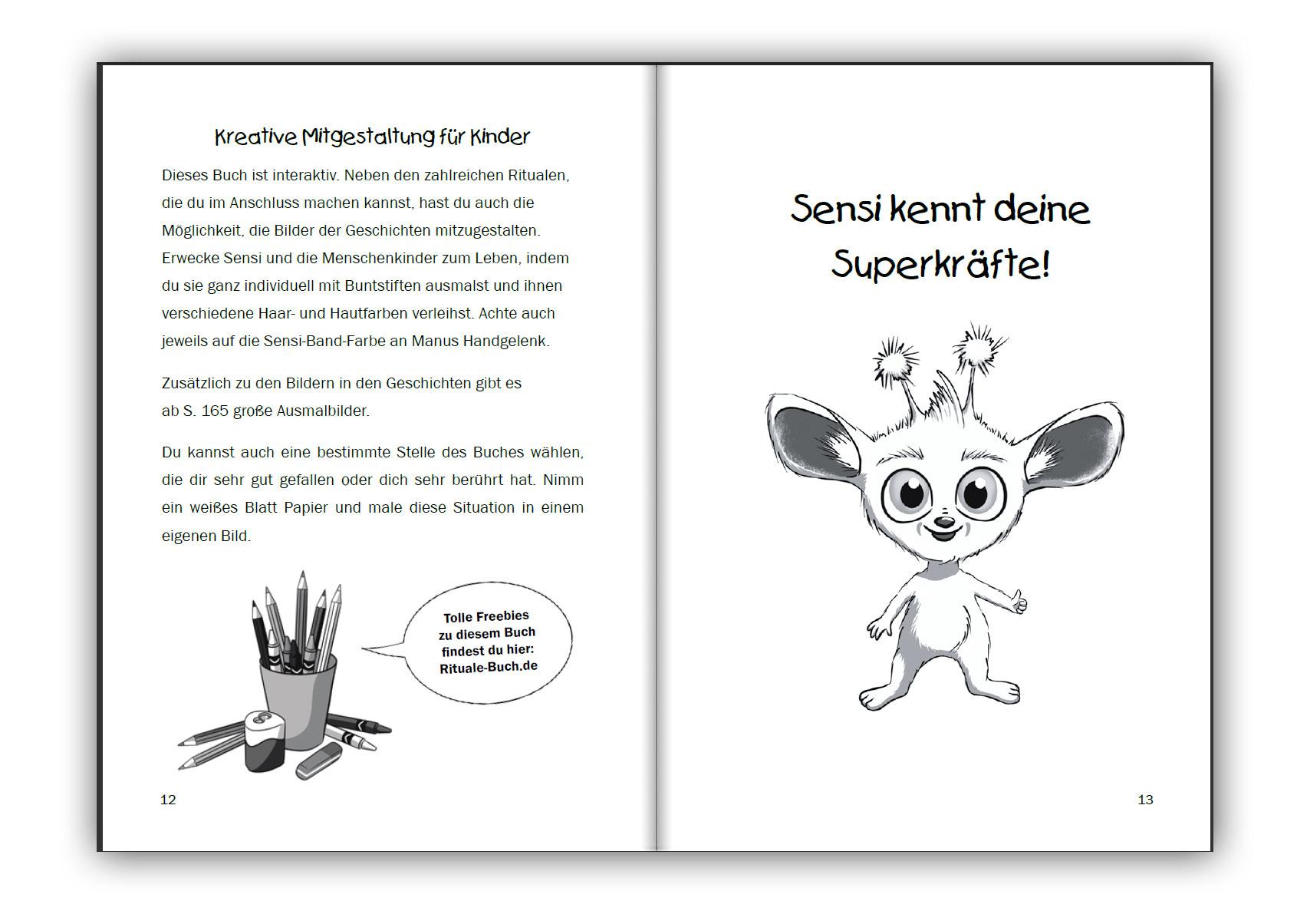 Beispielinhalt (Bild) Sensi kennt deine Superkräfte! Was hochsensible Kinder brauchen: Mutmach-Geschichten, Selbstregulation und entspannende Rituale