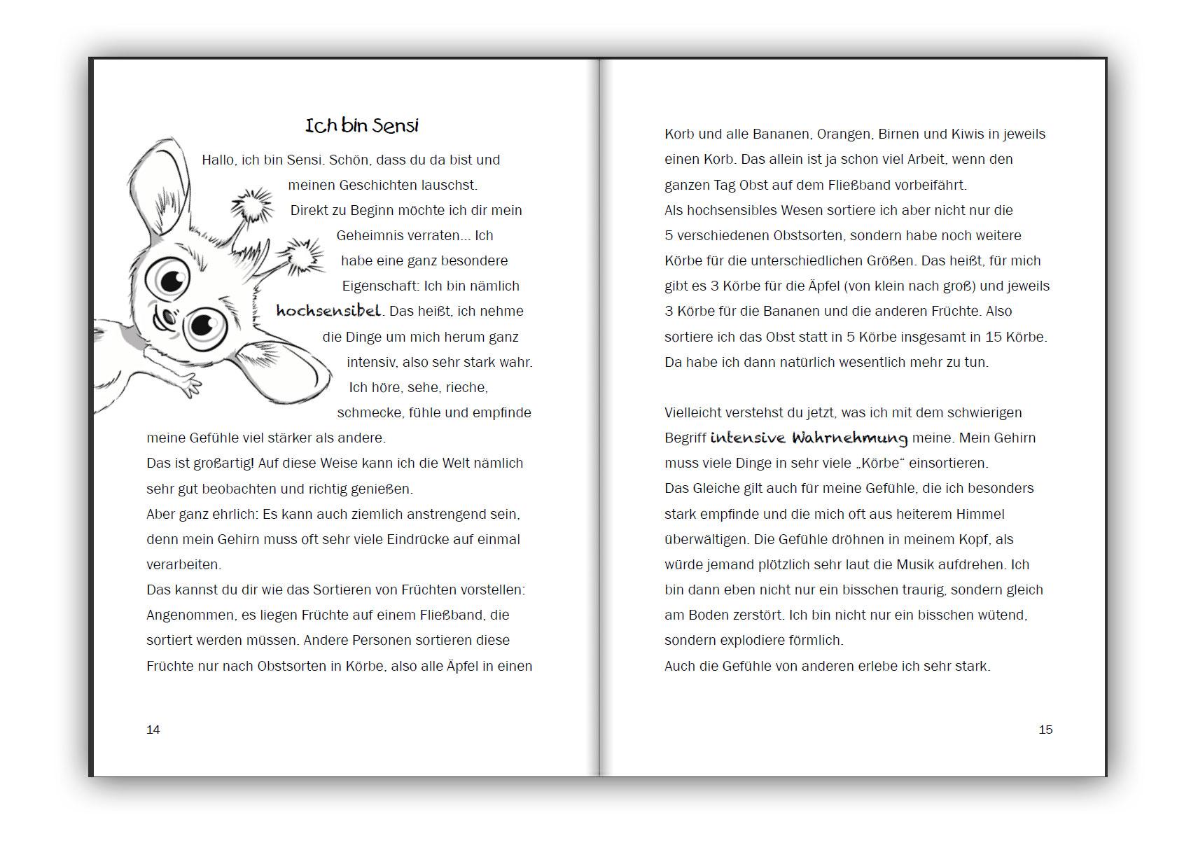 Beispielinhalt (Bild) Sensi kennt deine Superkräfte! Was hochsensible Kinder brauchen: Mutmach-Geschichten, Selbstregulation und entspannende Rituale