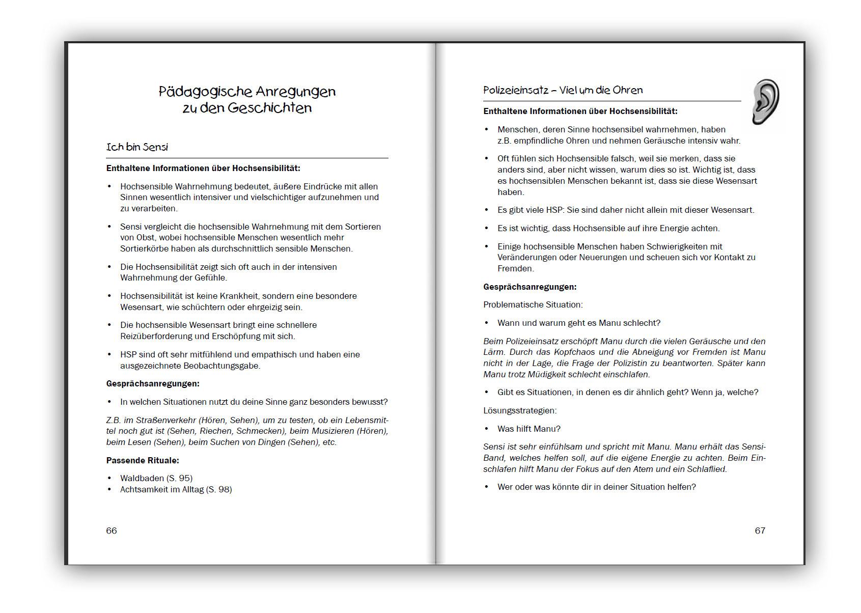 Beispielinhalt (Bild) Sensi kennt deine Superkräfte! Was hochsensible Kinder brauchen: Mutmach-Geschichten, Selbstregulation und entspannende Rituale