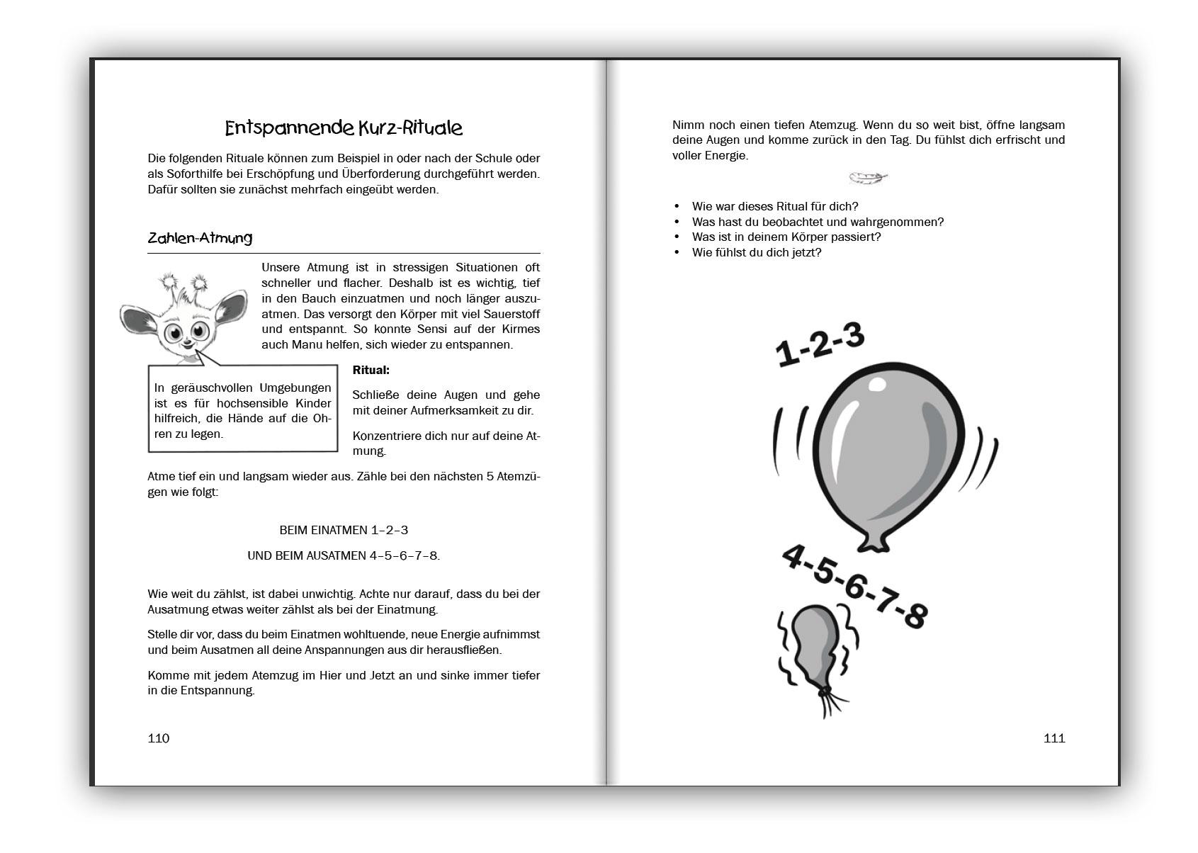 Beispielinhalt (Bild) Sensi kennt deine Superkräfte! Was hochsensible Kinder brauchen: Mutmach-Geschichten, Selbstregulation und entspannende Rituale