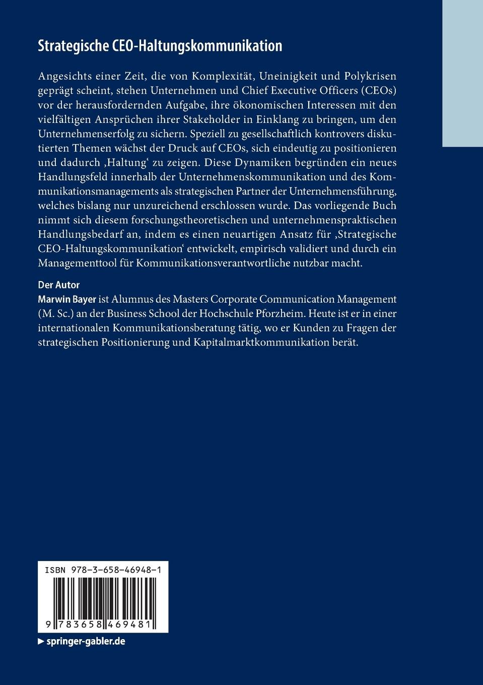 Rückseitencover Strategische CEO-Haltungskommunikation