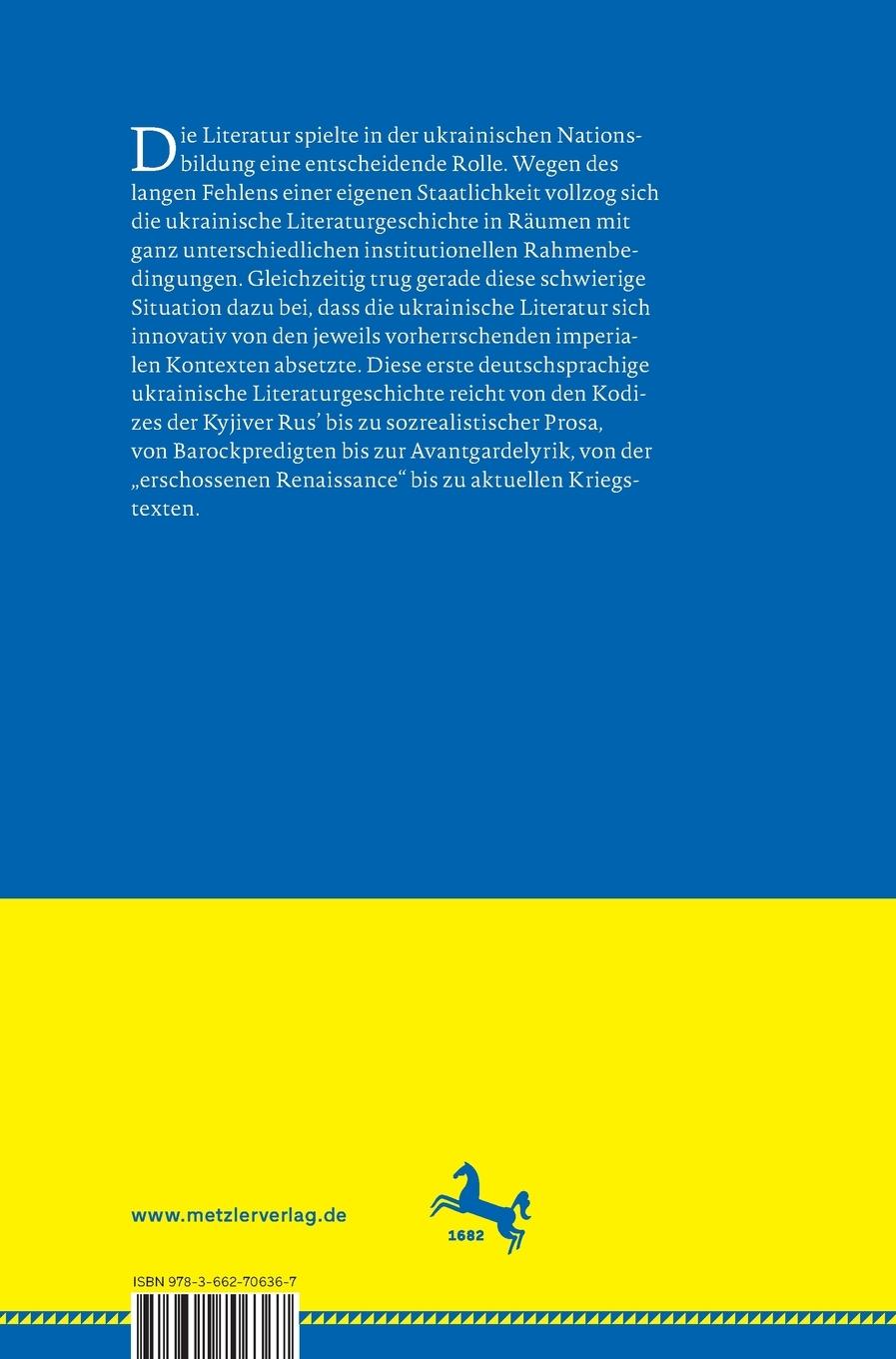 Rückseitencover Ukrainische Literaturgeschichte