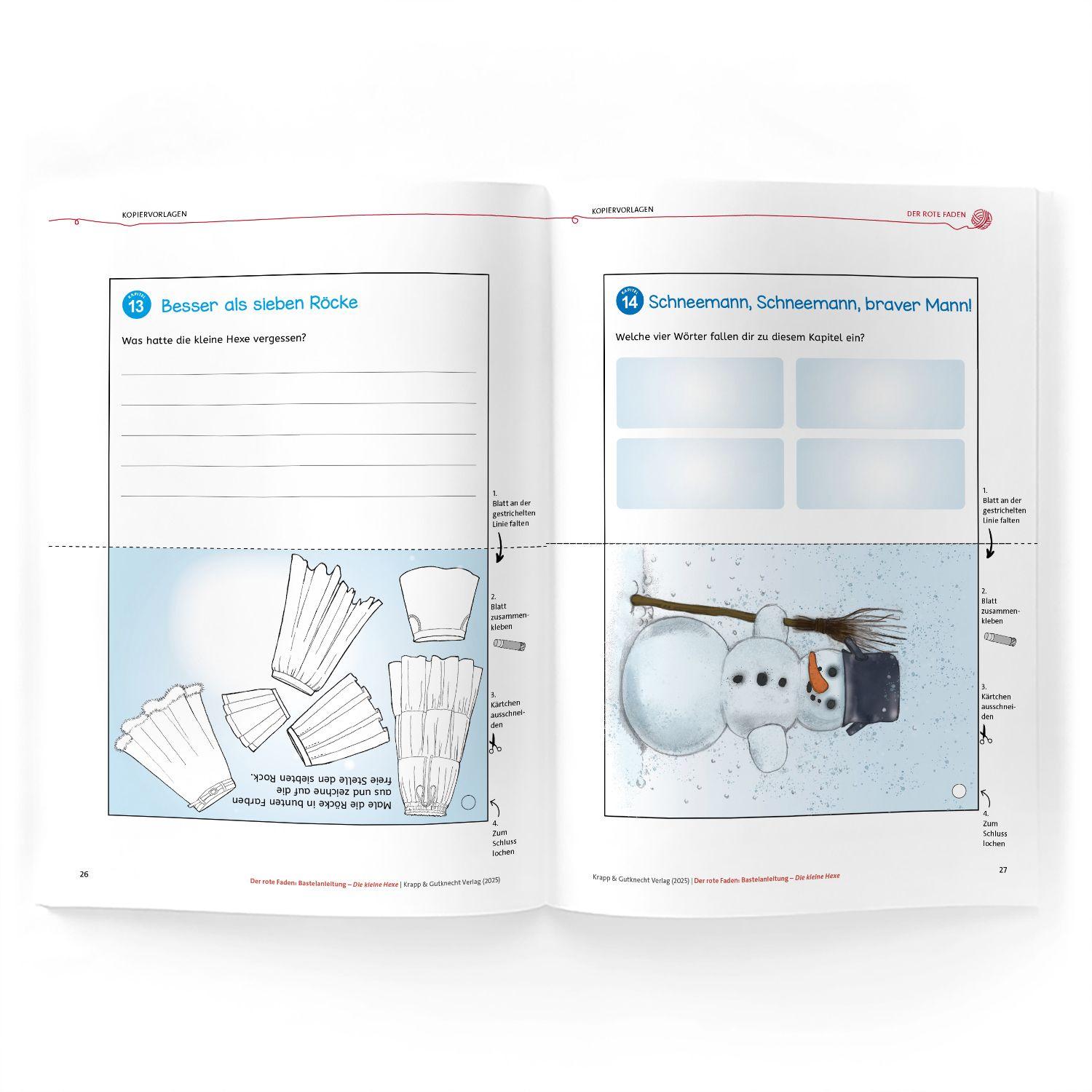 Beispielinhalt (Bild) Der rote Faden: Die kleine Hexe - Otfried Preußler - Bastelanleitung