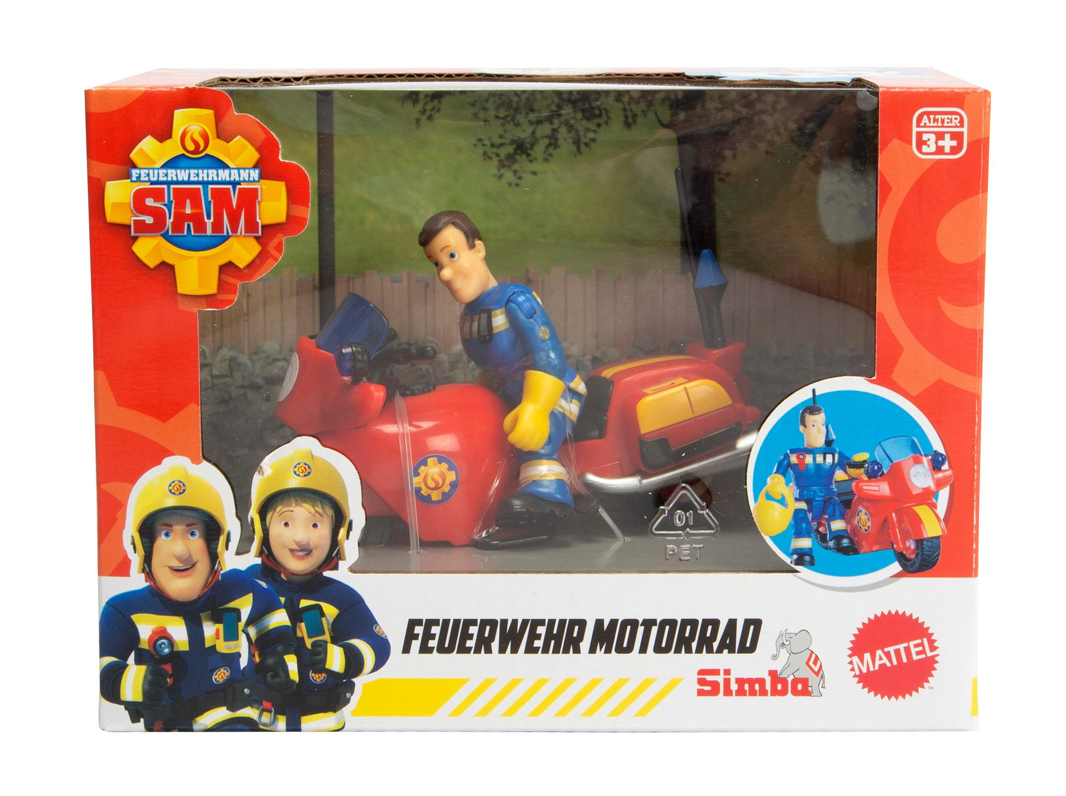 Vorderes Coverbild Sam Feuerwehr Motorrad mit Figur