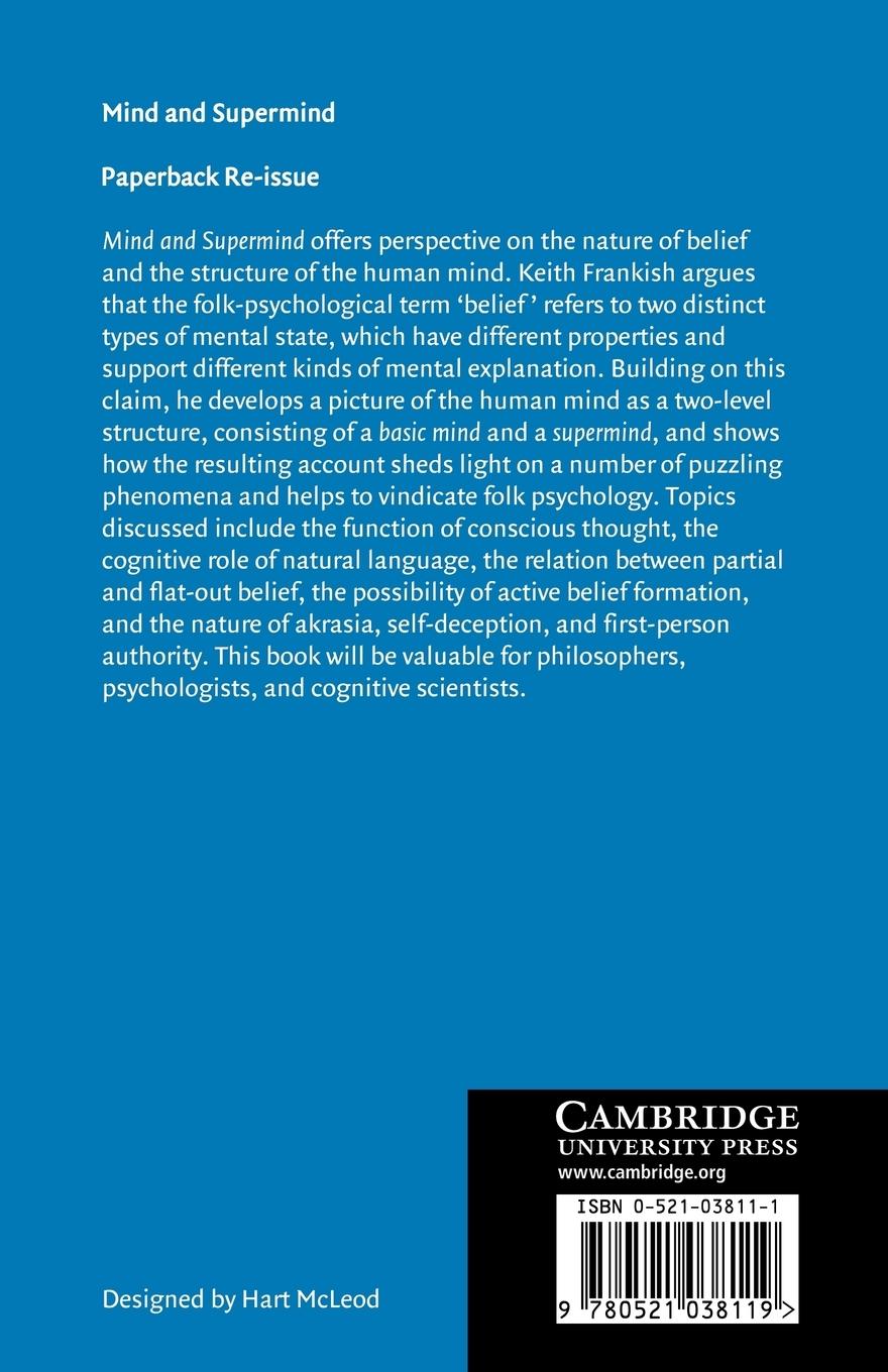 Rückseitencover Mind and Supermind