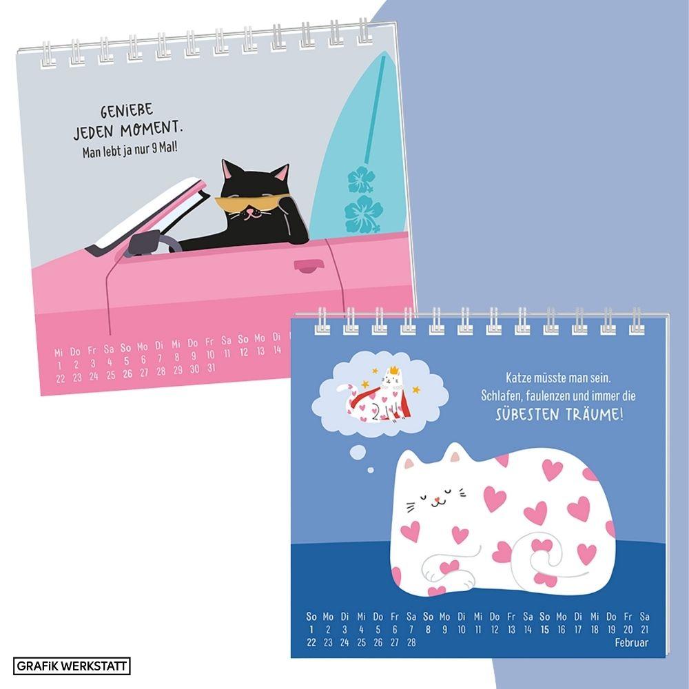 Beispielinhalt (Bild) Mini-Kalender 2026 Have a purrrfect time!