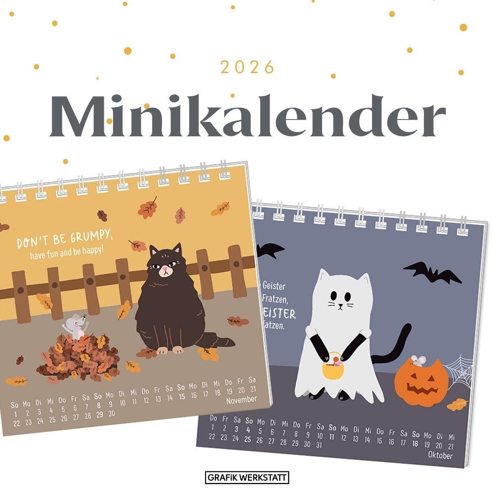 Beispielinhalt (Bild) Mini-Kalender 2026 Have a purrrfect time!