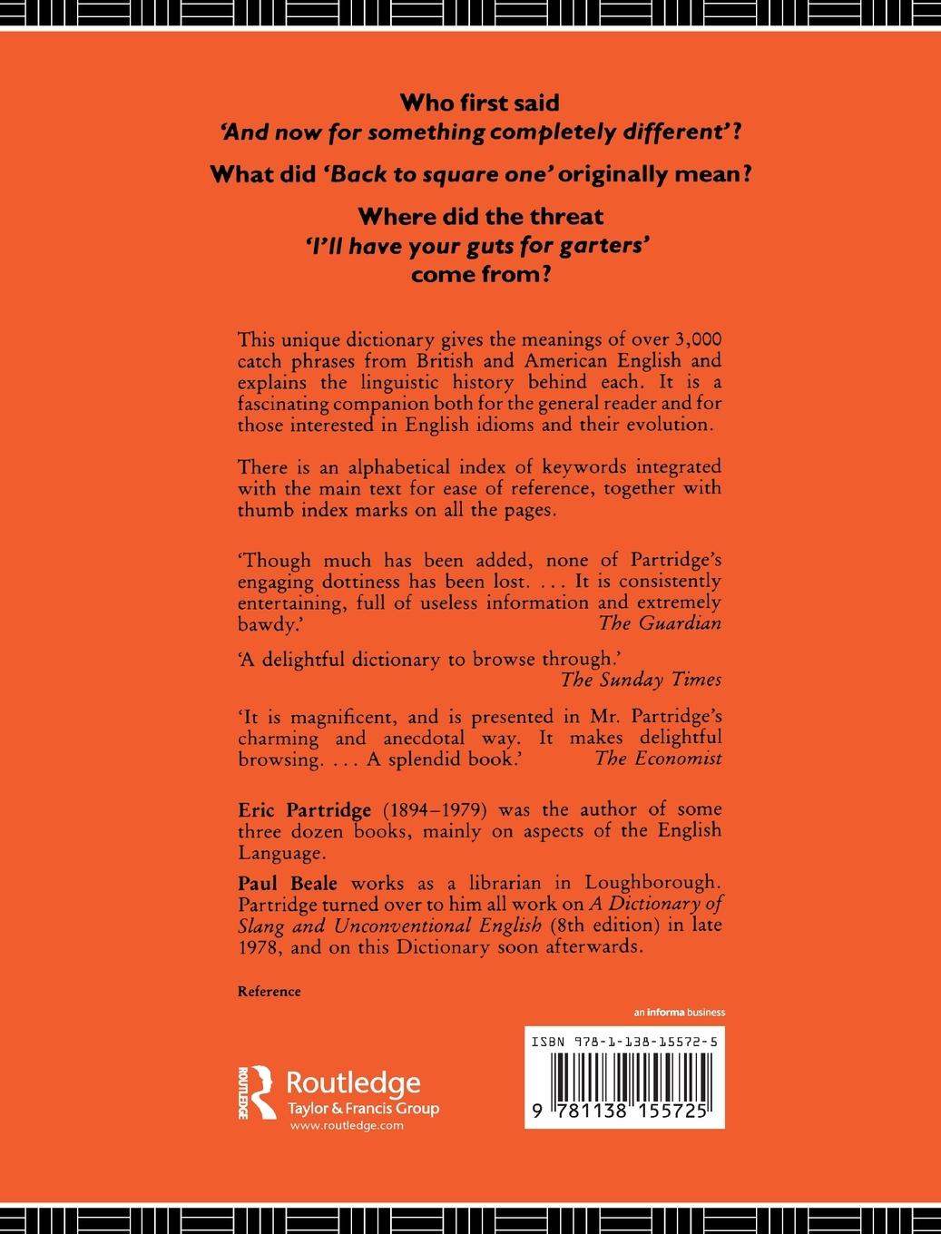 Rückseitencover A Dictionary of Catch Phrases