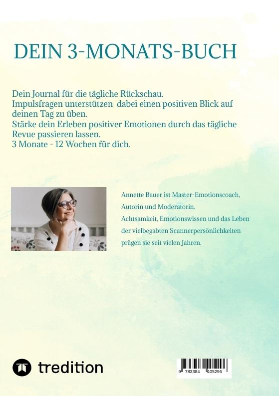 Rückseitencover Dein 3-Monats-Buch. Journal.