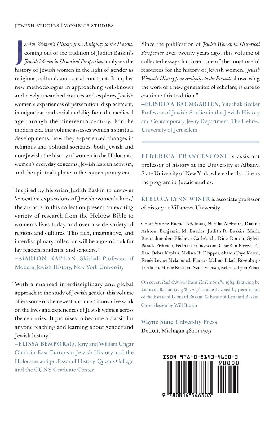 Rückseitencover Jewish Women's History from Antiquity to the Present