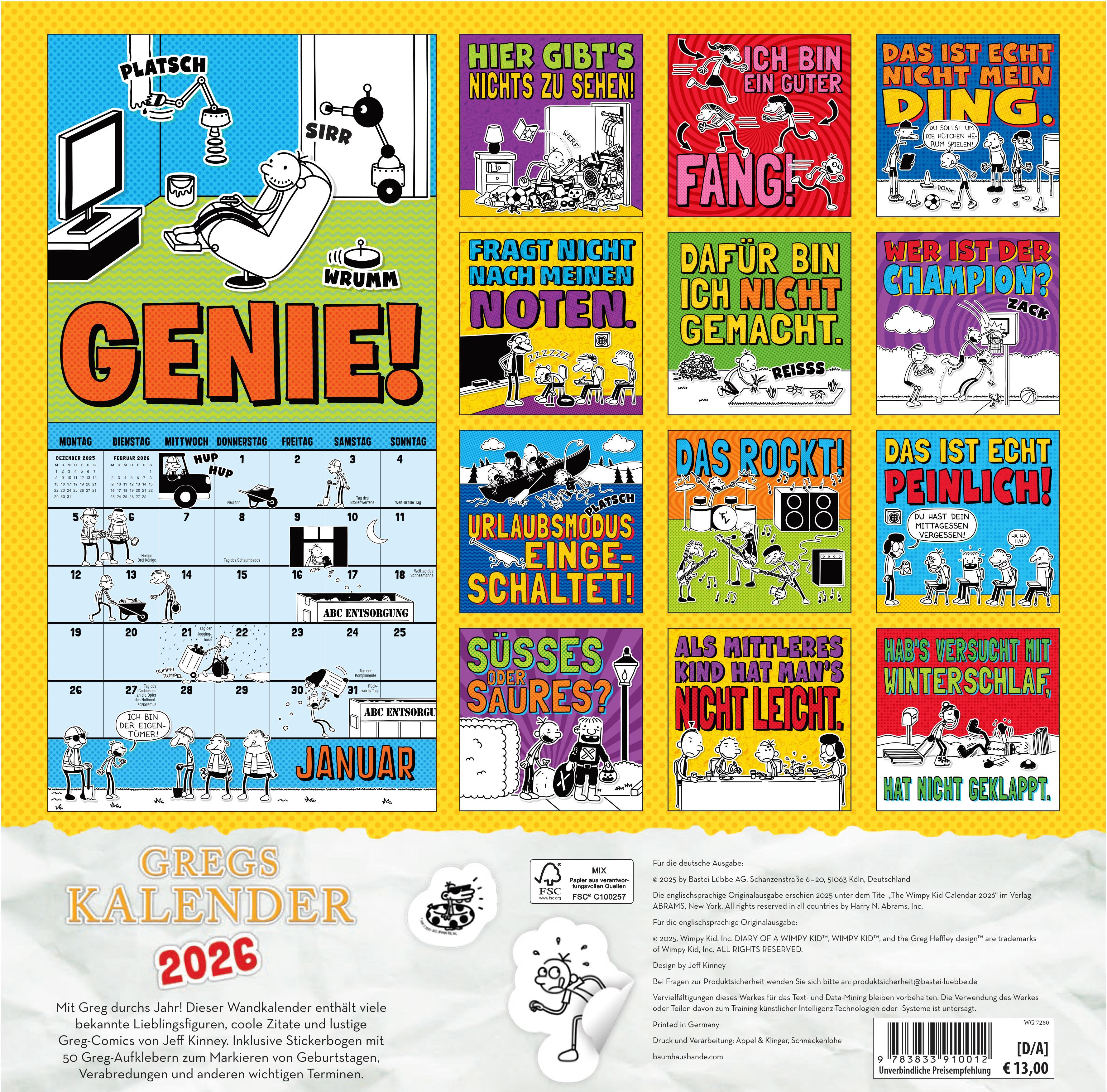 Beispielinhalt (Bild) Gregs Kalender 2026