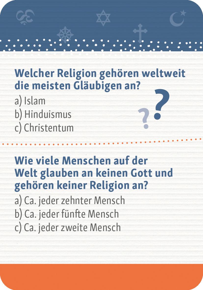 Beispielinhalt (Bild) Weltreligionen. Quizbox