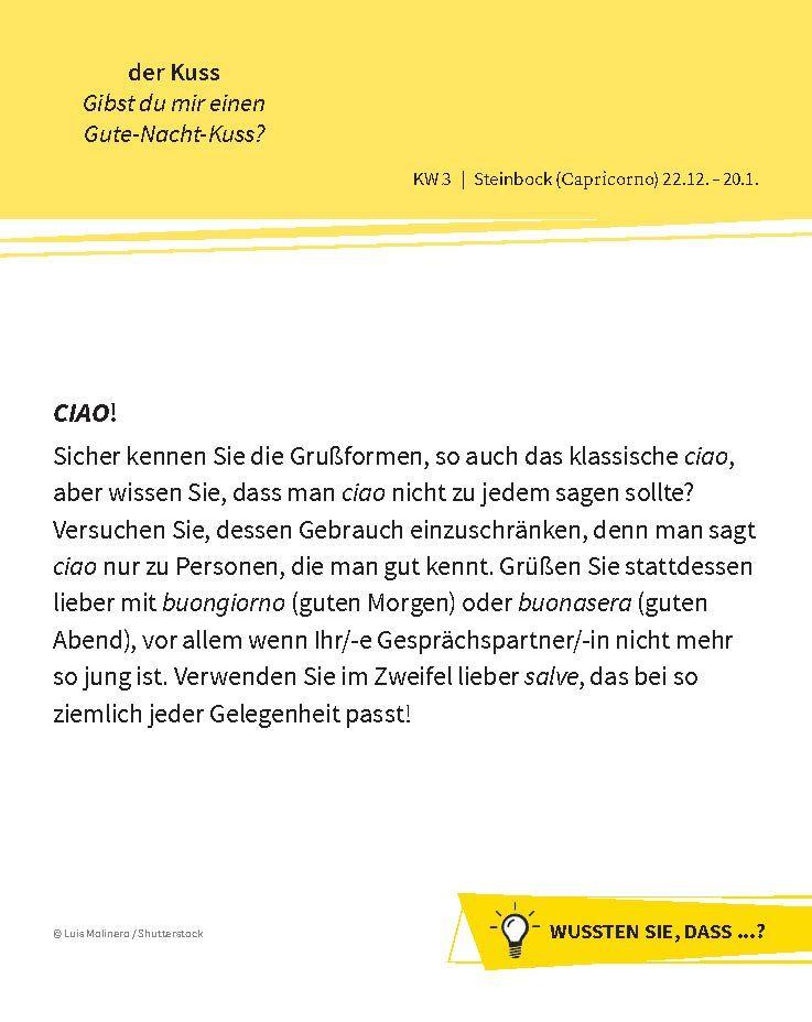Beispielinhalt (Bild) Langenscheidt Sprachkalender Italienisch 2026
